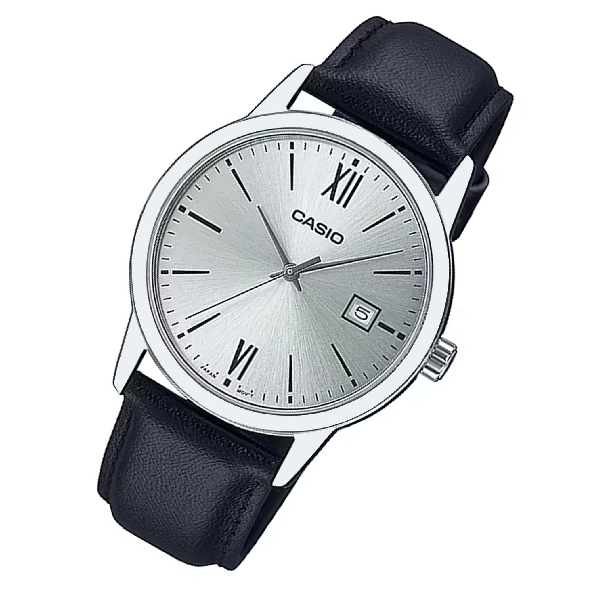 Casio Black Leather Grey Dial Men's Watch - MTPV002L-7B3