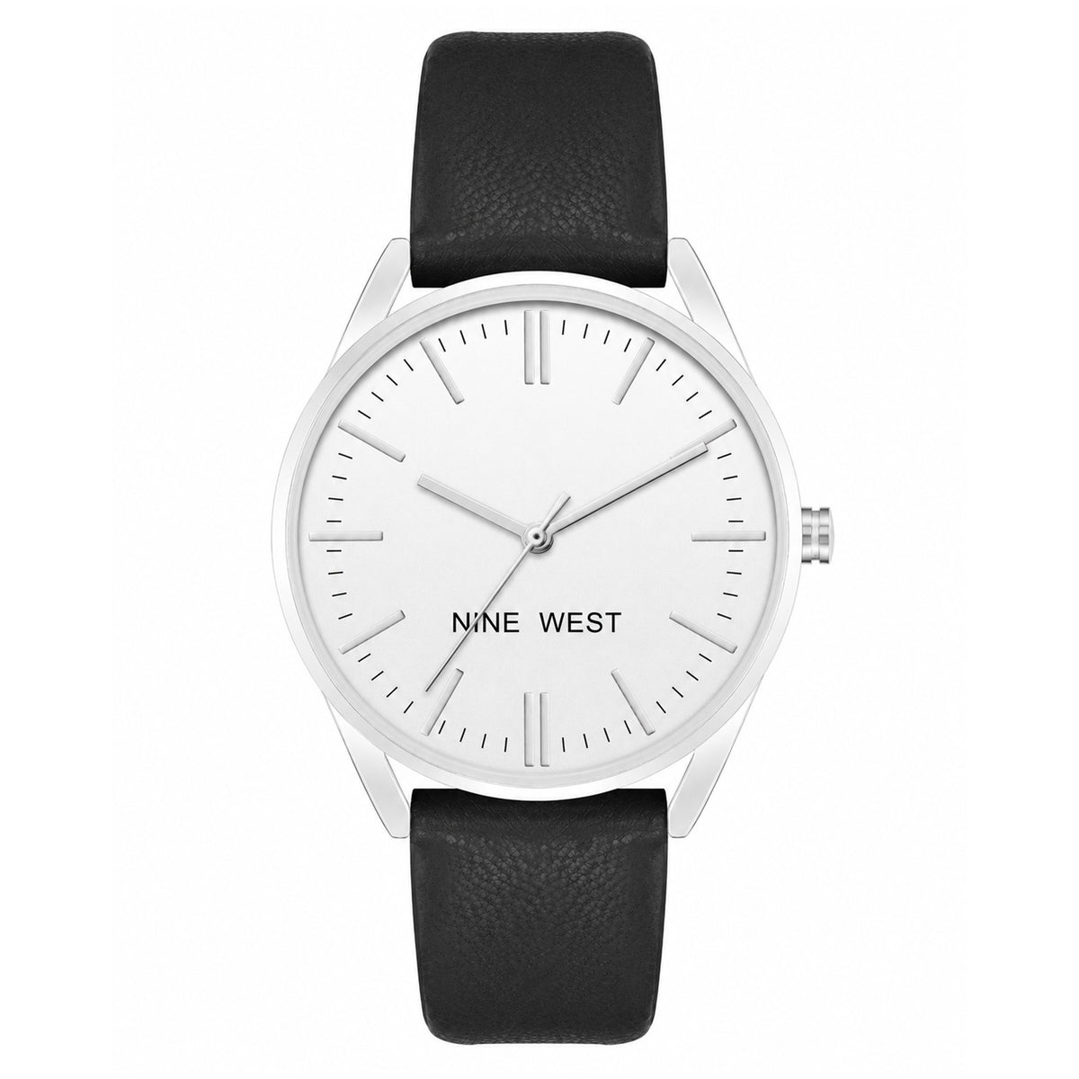 Nine West Black Leather White Dial Women's Watch - NW1995SVBK