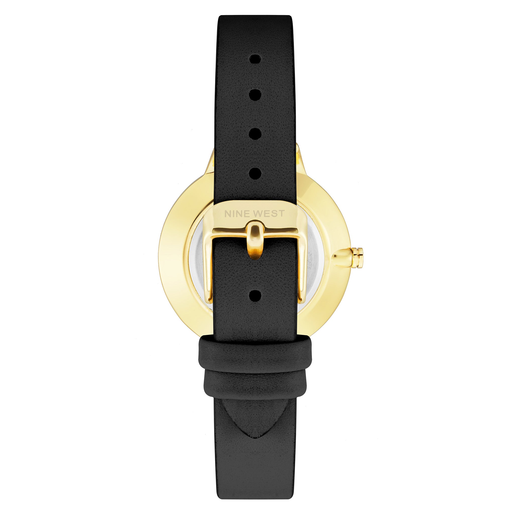 Nine West Black Leather Women's Watch - NW2044FLBK