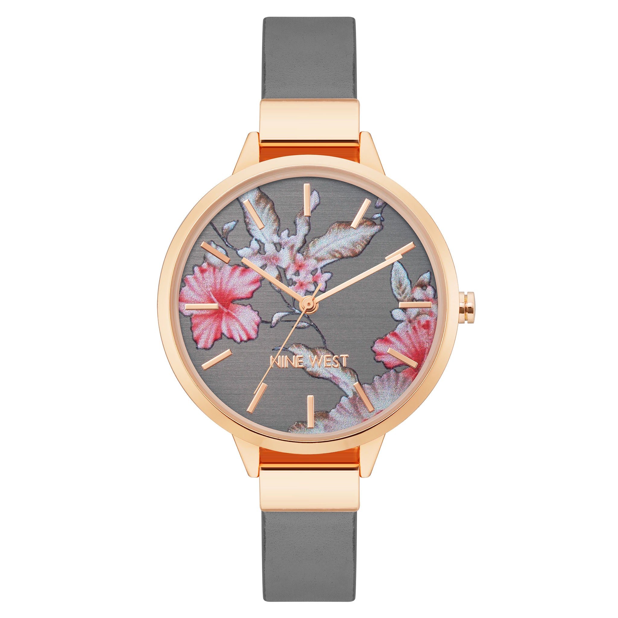 Nine West Rose Gold with Grey Leather Women's Watch - NW2044FLGY