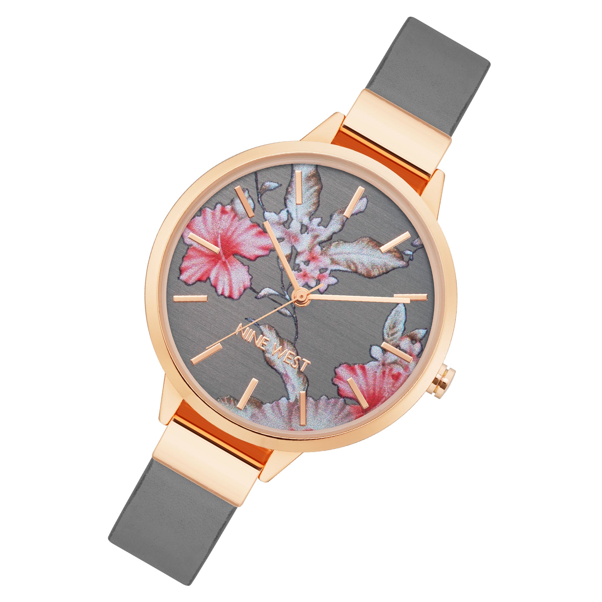 Nine West Rose Gold with Grey Leather Women's Watch - NW2044FLGY