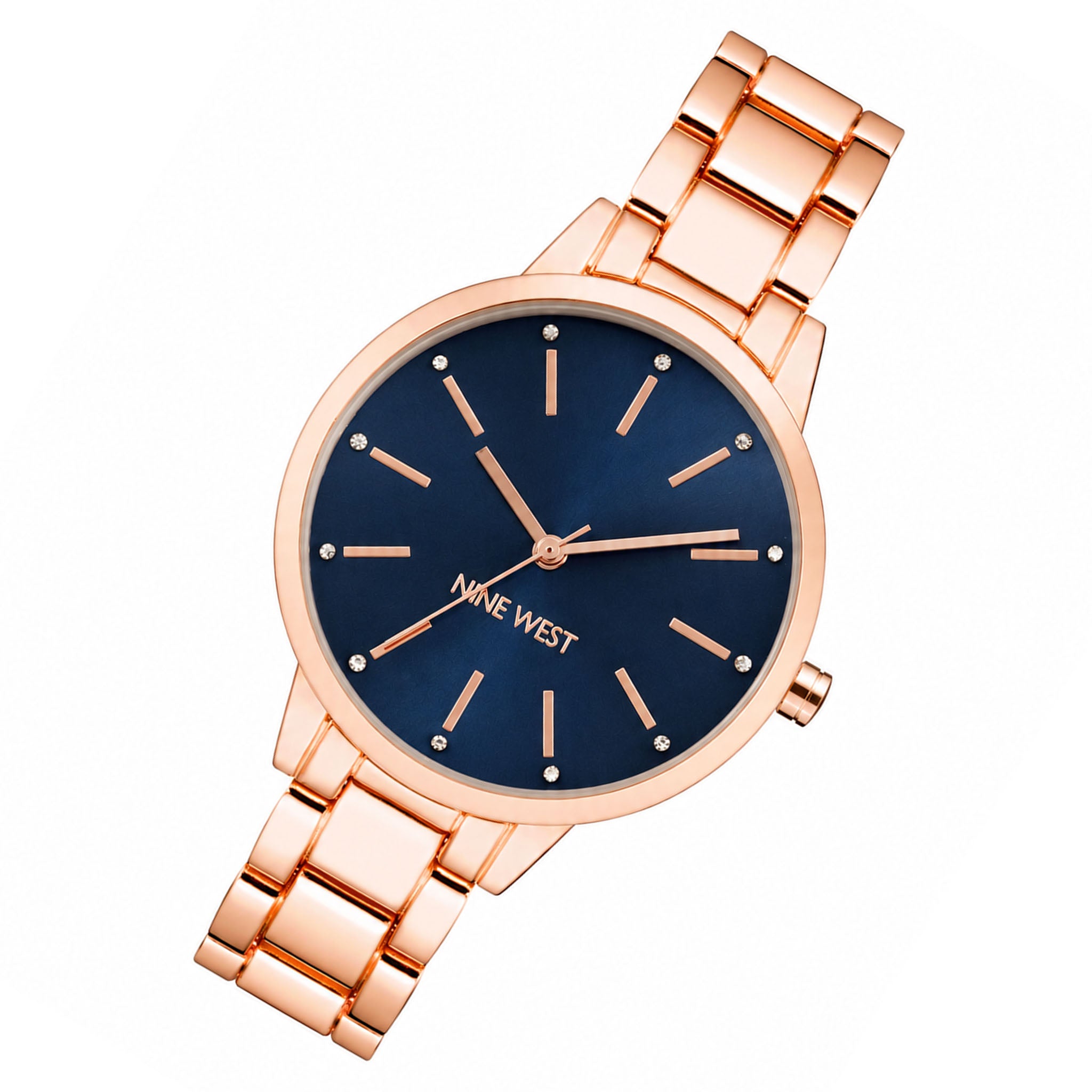 Nine West Rose Gold-Tone Band Blue Dial Women's Watch - NW2098NVRG