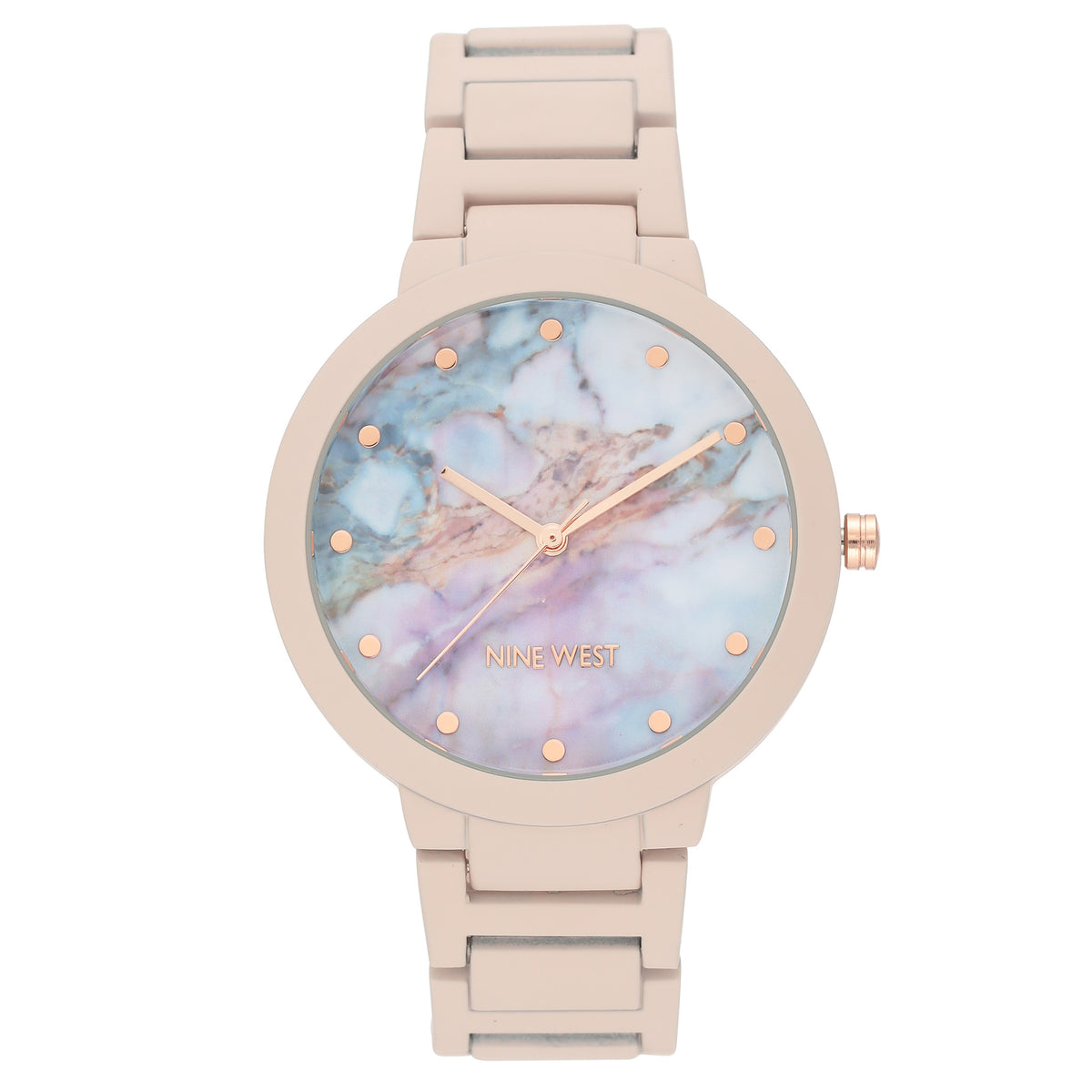 Nine West Pink-Tone Bracelet Marble Dial Women's Watch - NW2274MAPK