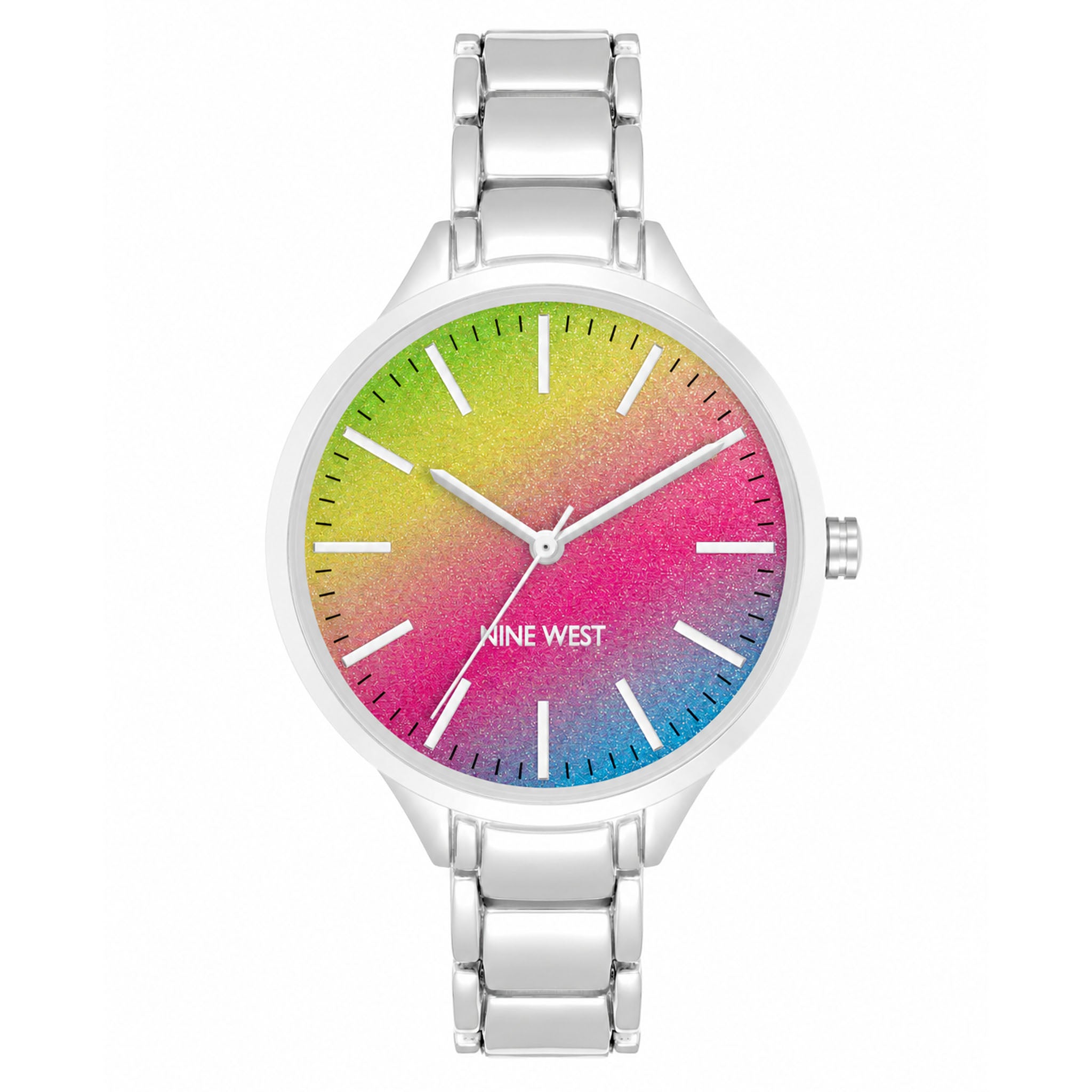 Nine West Silver-Tone Bracelet Rainbow Dial Women's Watch - NW2853RBSV