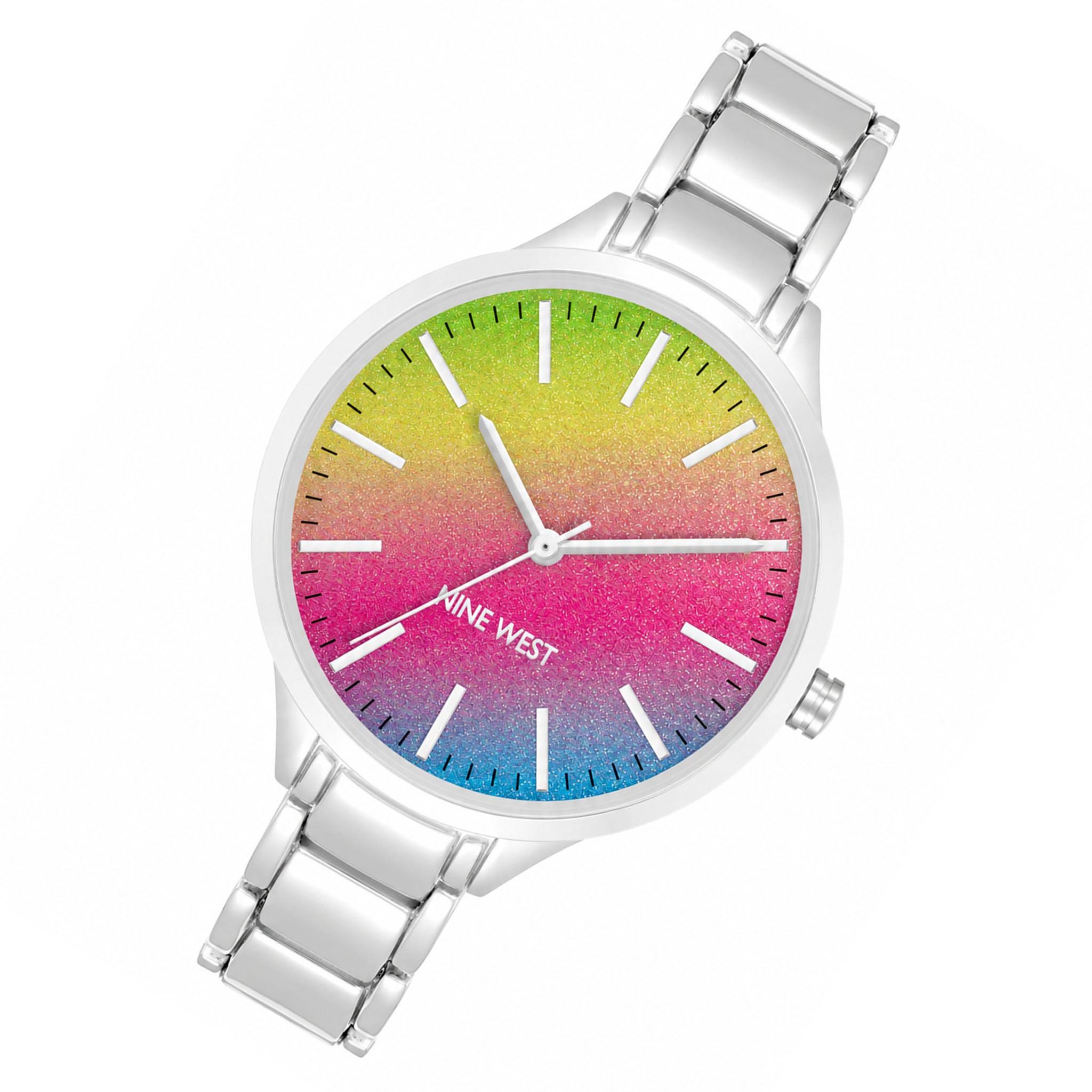 Nine West Silver-Tone Bracelet Rainbow Dial Women's Watch - NW2853RBSV