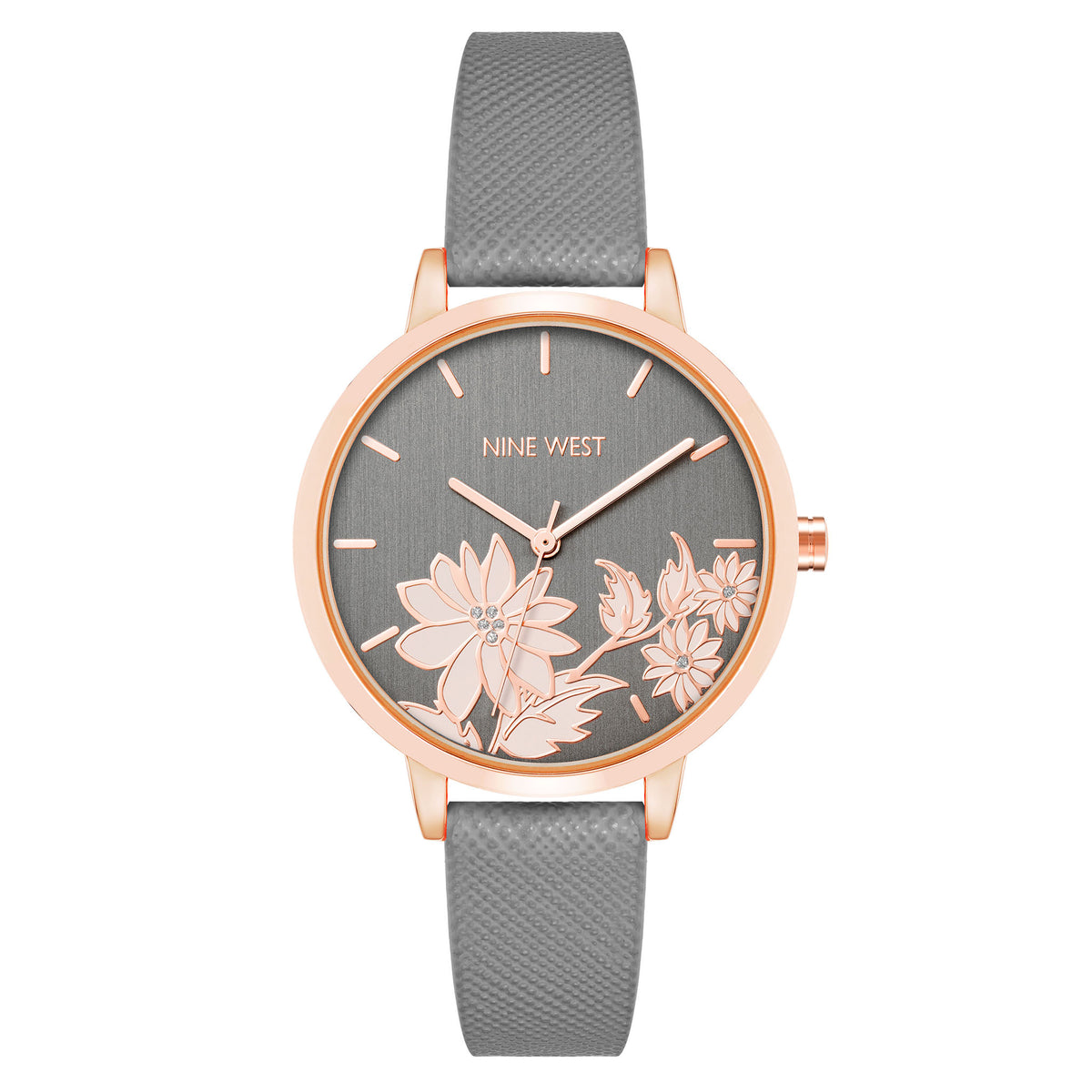 Nine West Grey Leather Women's Watch - NW2884FLGY
