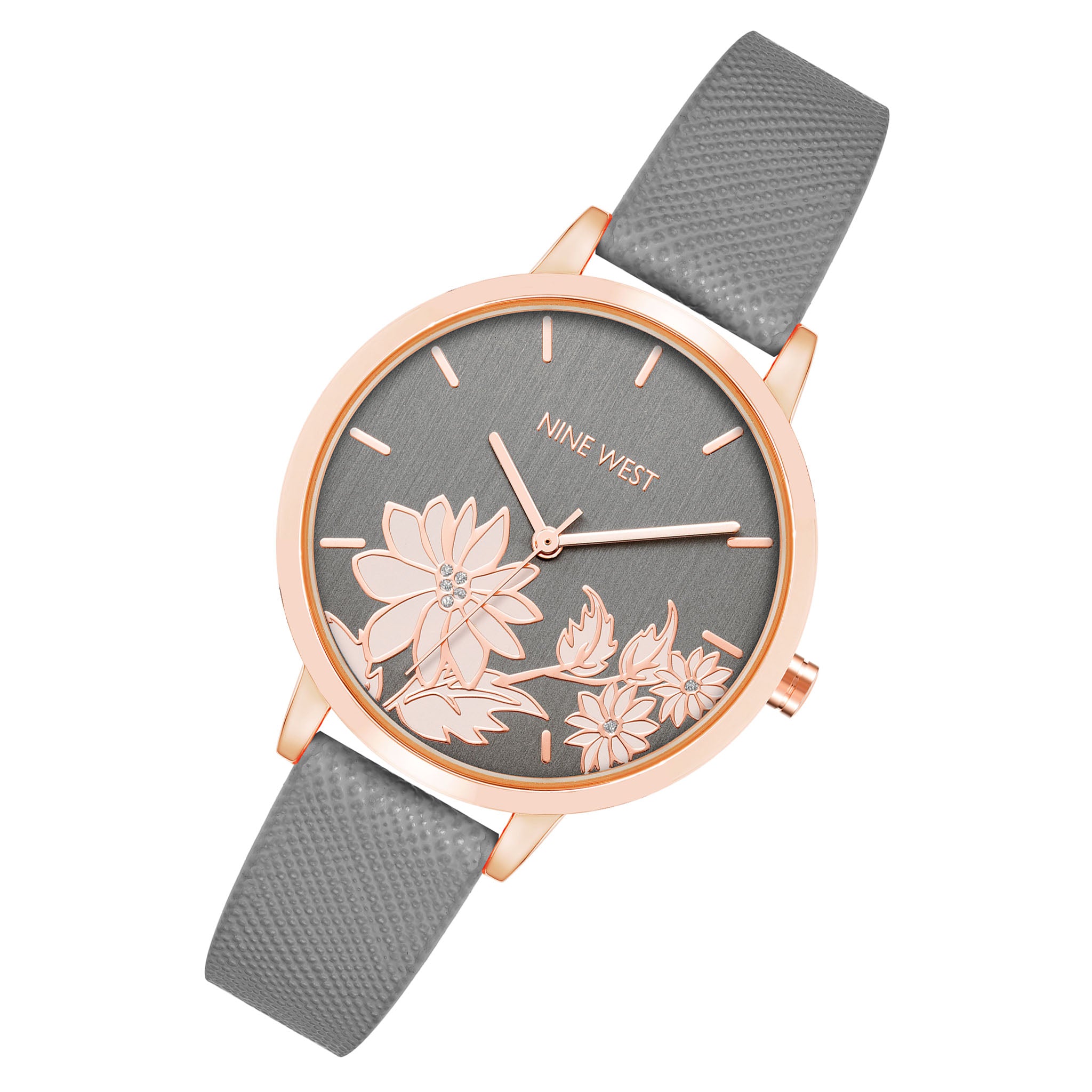 Nine West Grey Leather Women's Watch - NW2884FLGY