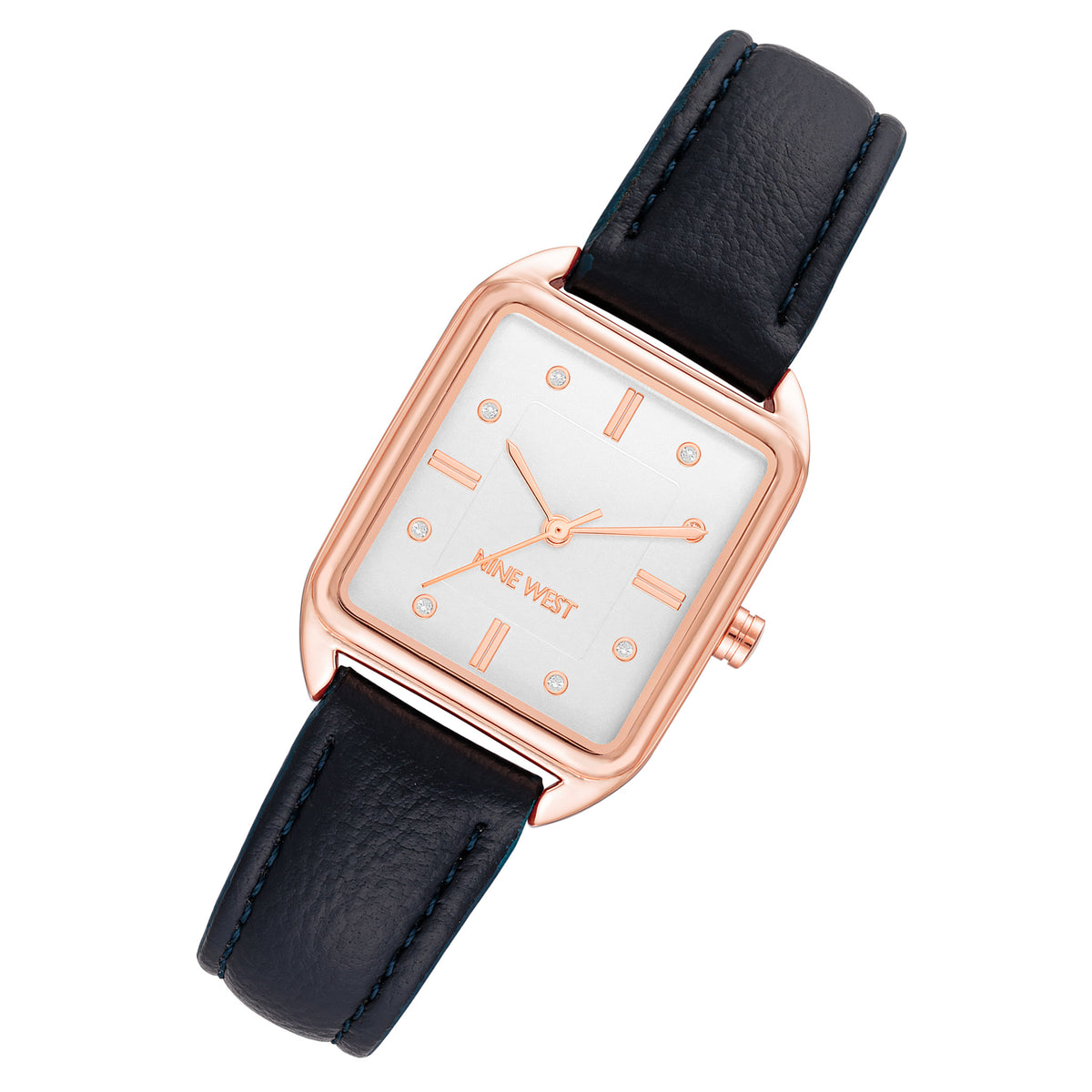 Nine West Navy Leather Silver Dial Women's Watch - NW3118RGNV