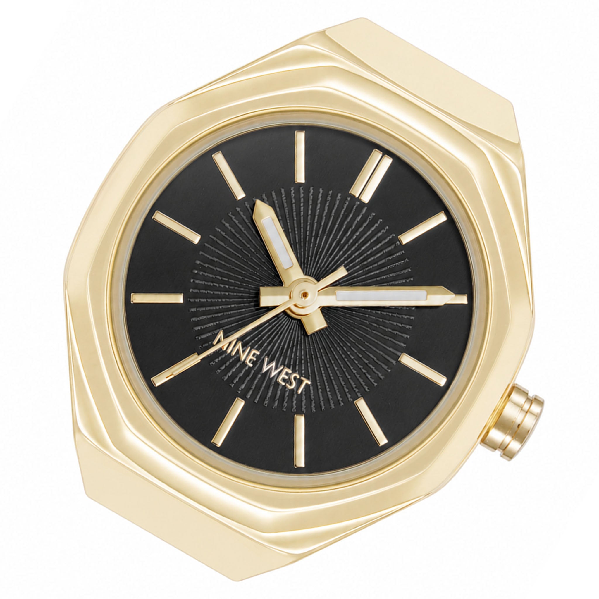 Nine West Gold Steel Black Dial Women's Watch - NW3342RINGBKG