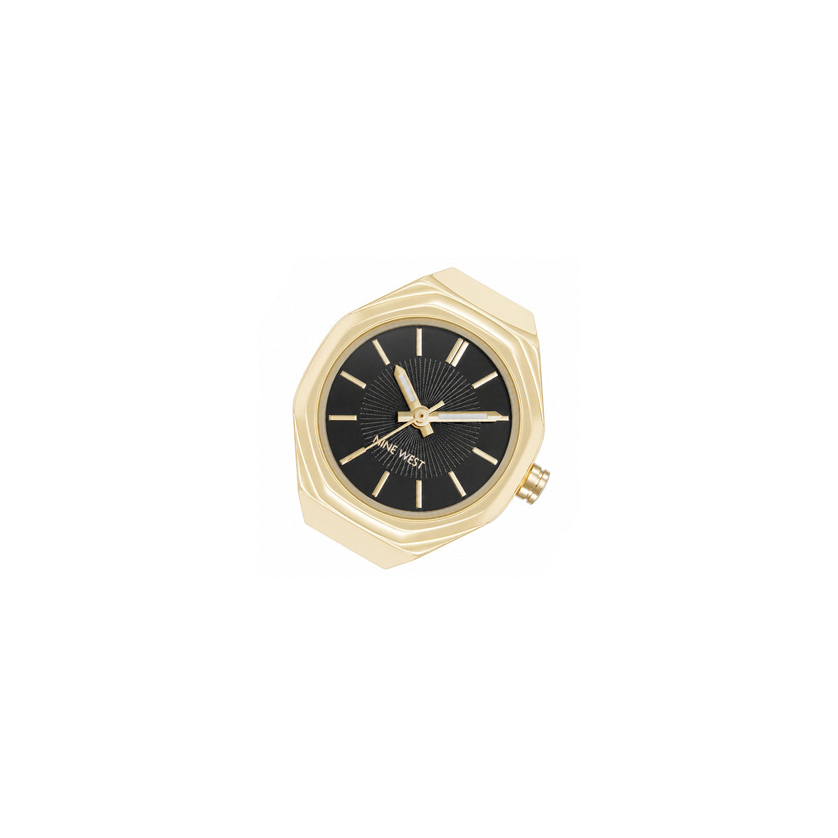 Nine West Gold Steel Black Dial Women's Ring Watch - NW3342RINGBKG