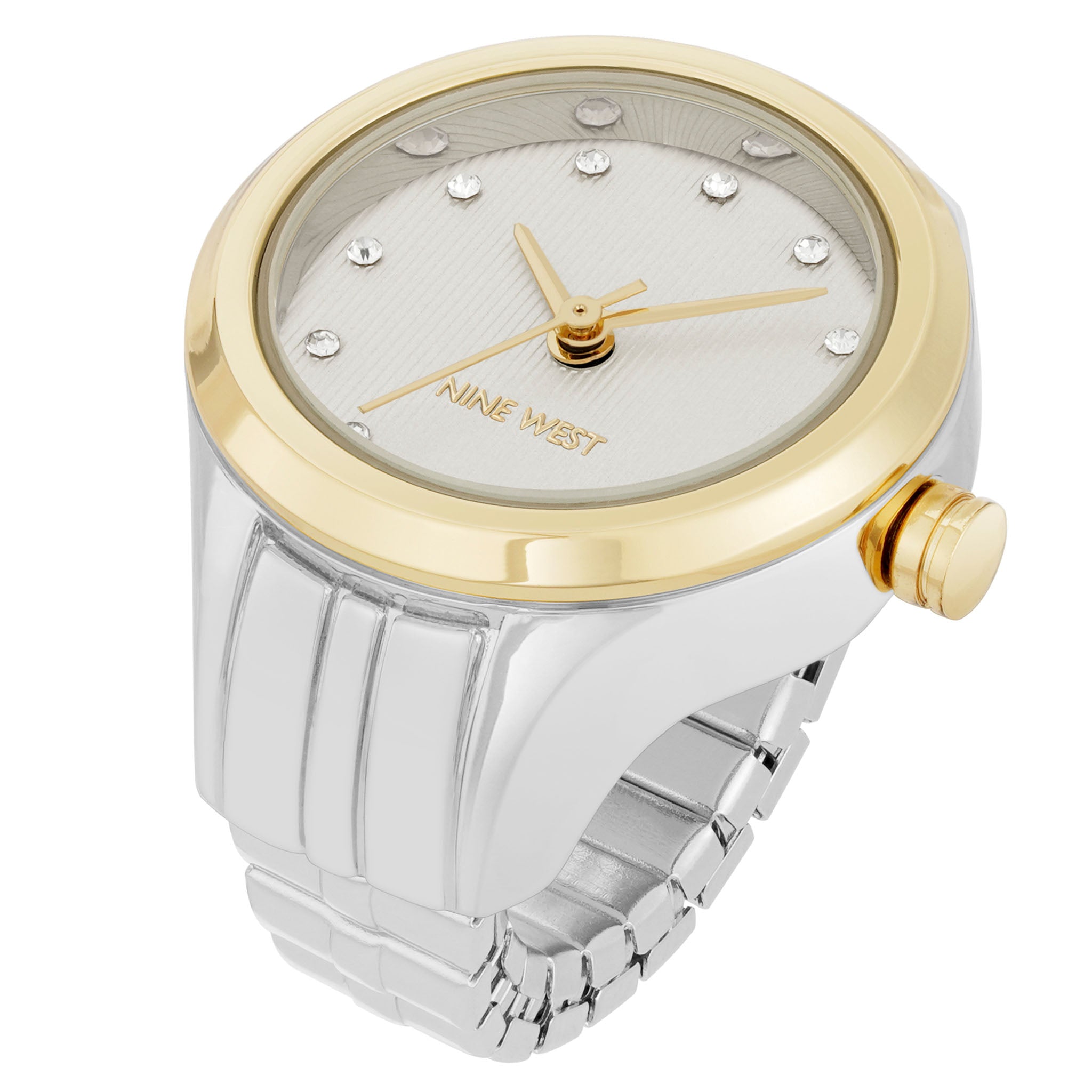 Nine West Silver Steel White Dial Women's Watch - NW3345RINGSVT