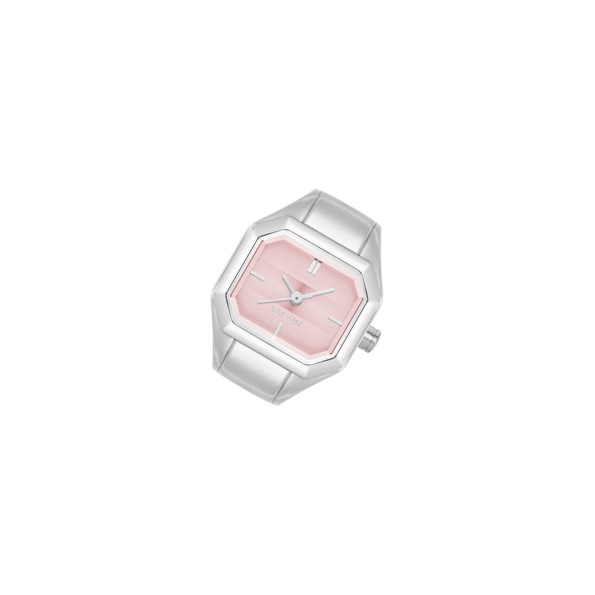 Nine West Silver Steel Pink Dial Women's Ring Watch - NW3347RINGPKS