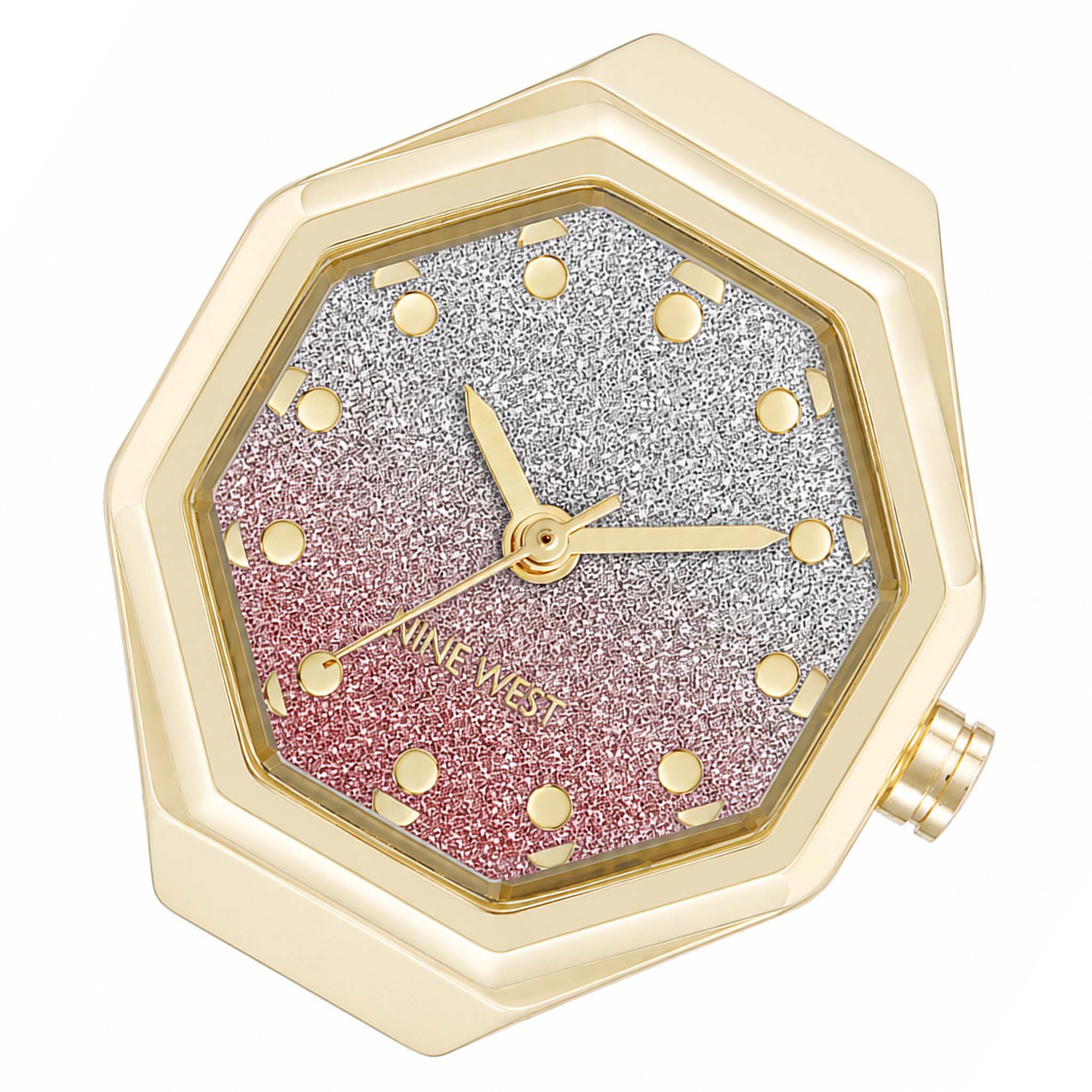 Nine West Gold Steel Silver Pink Dial Women's Watch - NW3348RINGPKG