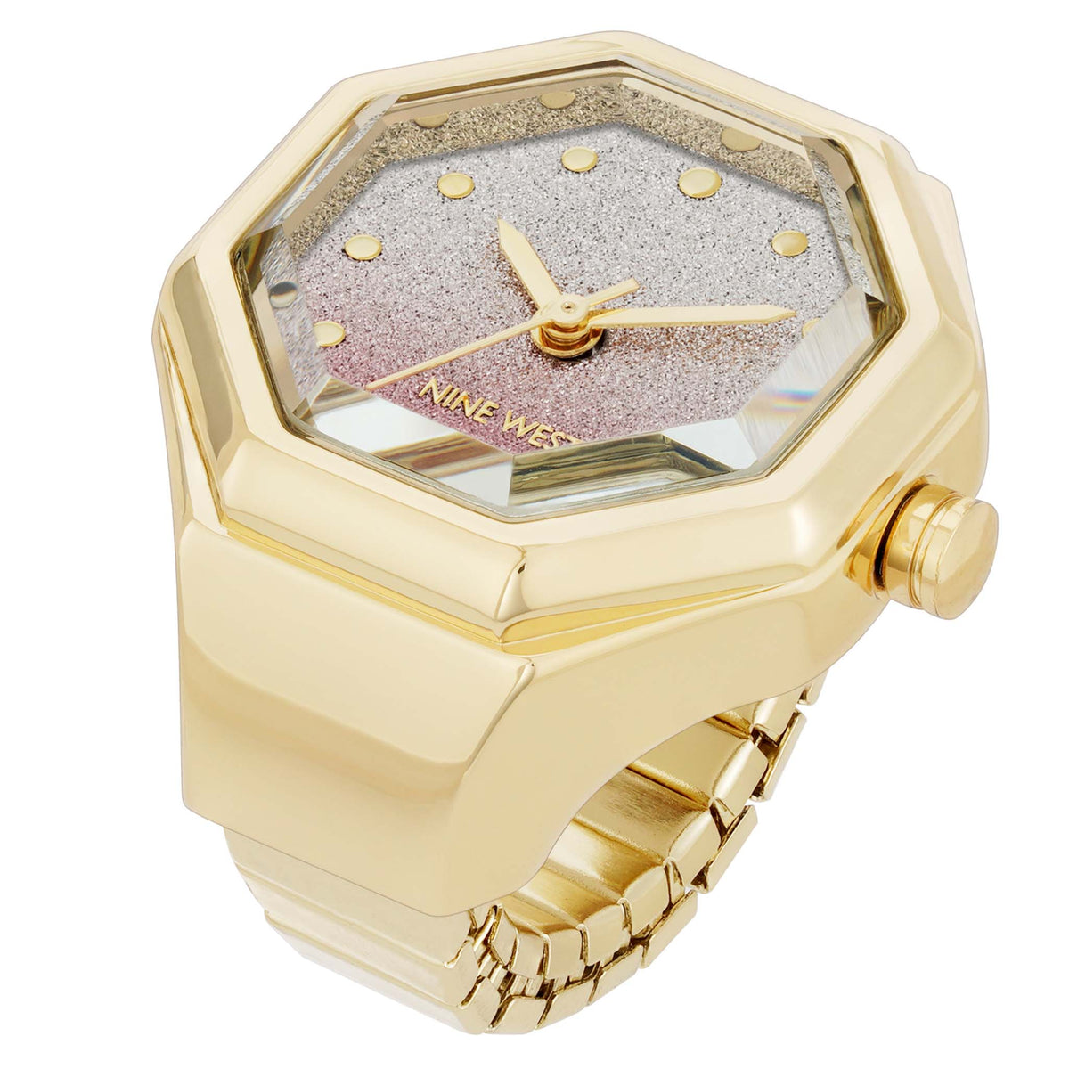 Nine West Gold Steel Silver Pink Dial Women's Watch - NW3348RINGPKG
