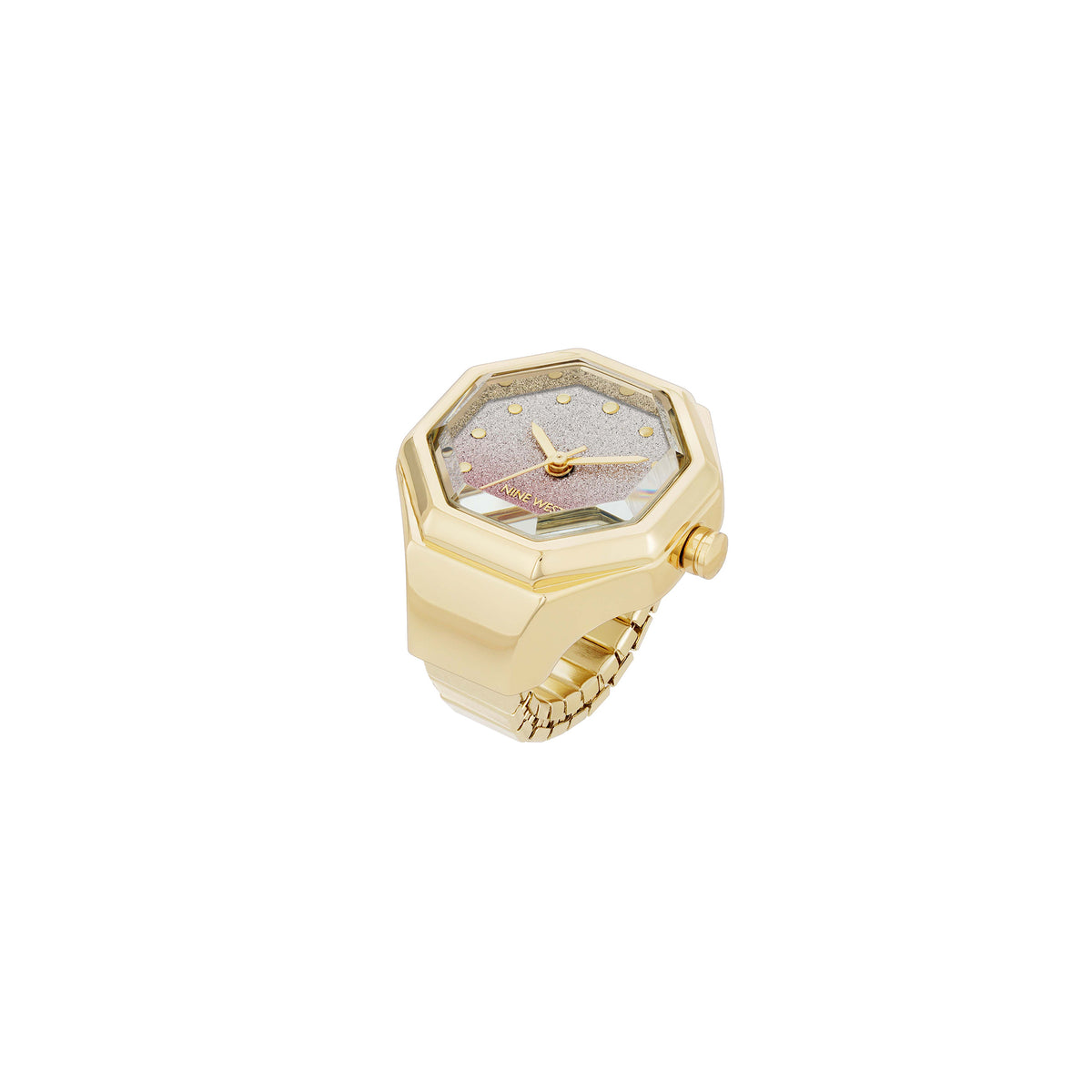 Nine West Gold Steel Silver Pink Dial Women's Ring Watch - NW3348RINGPKG