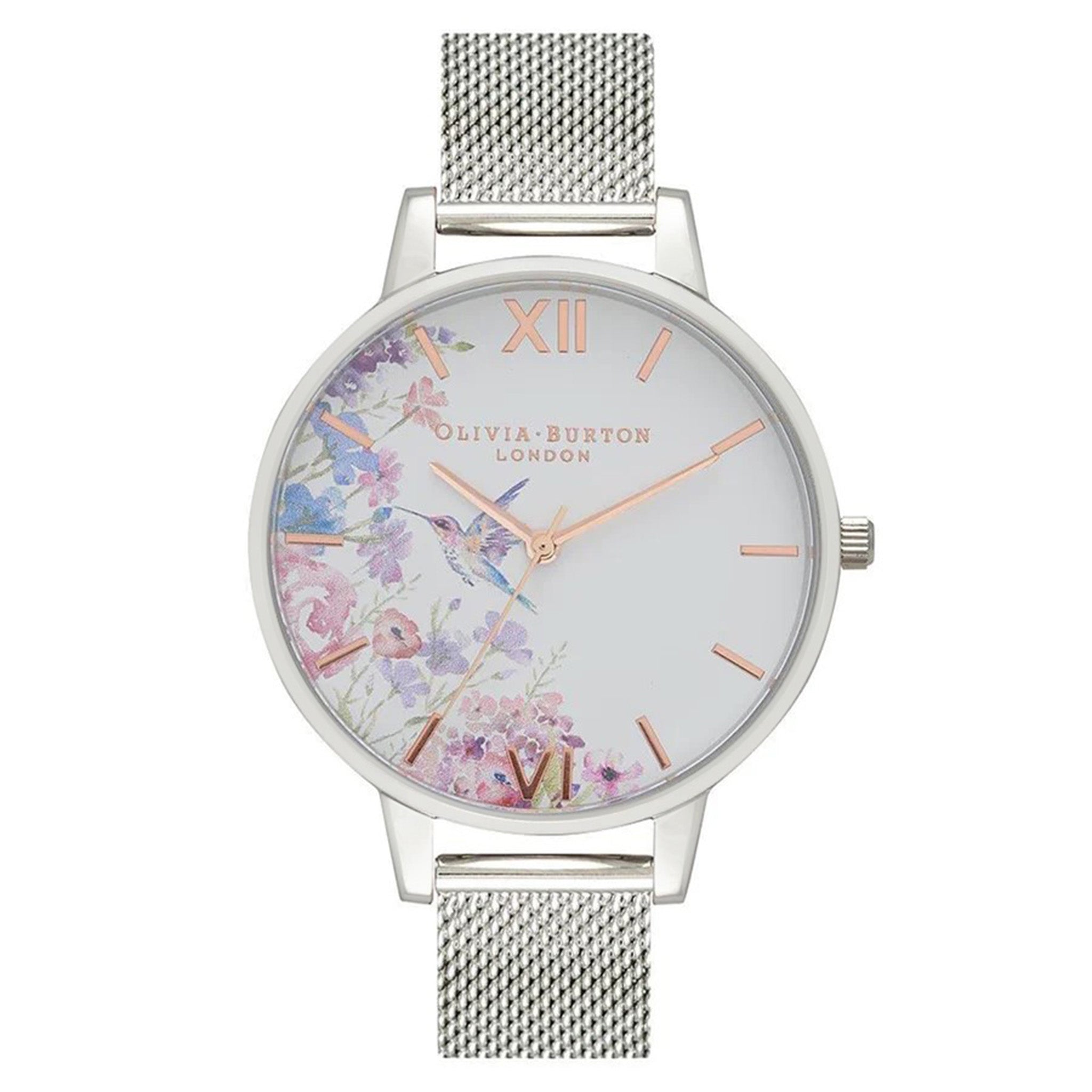 Olivia Burton Demi Hummingbirds Silver Mesh Women's Watch - OB16PP75