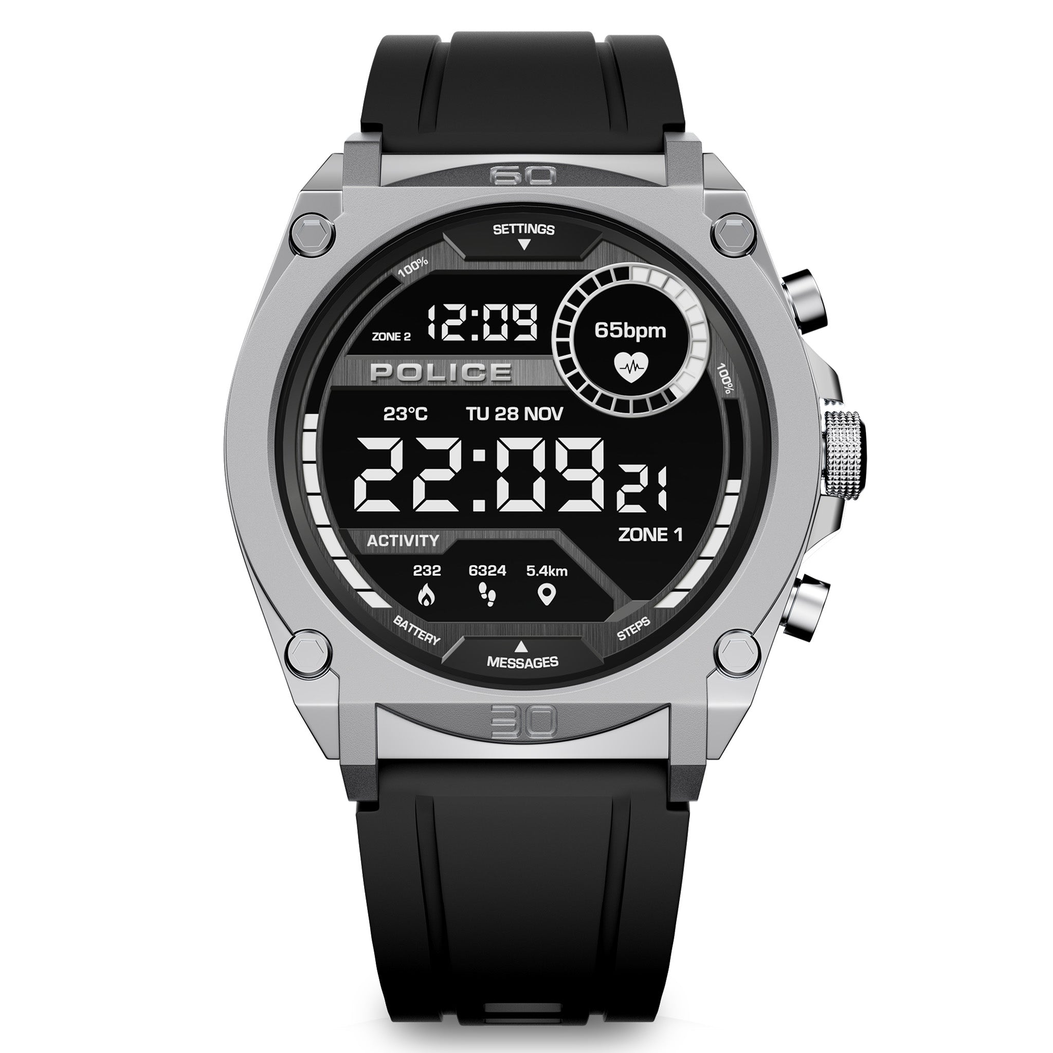 Police Black Silicone Men's Smart Watch - PEIUN0000101