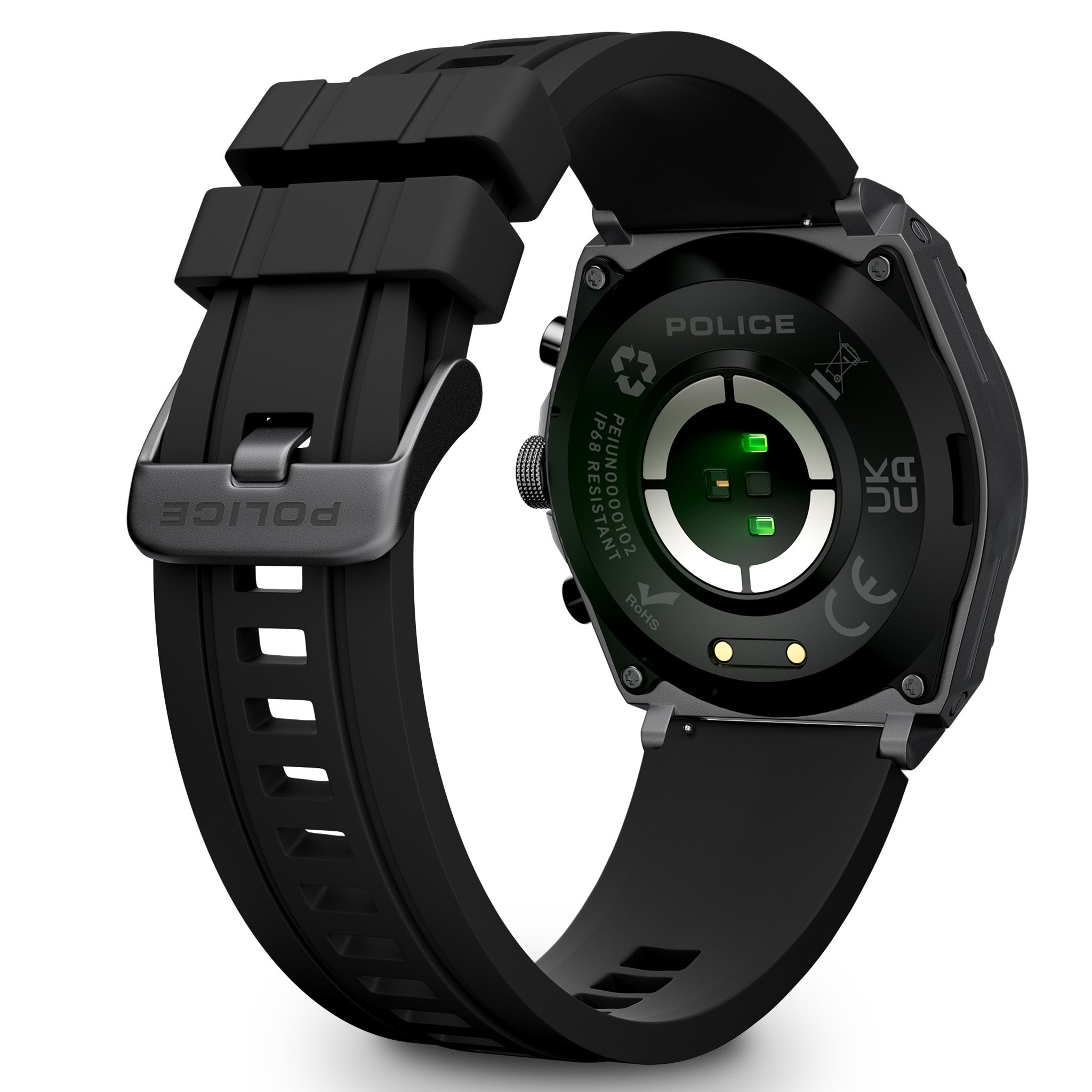Police Silicone Black Dial Men's Smart Watch - PEIUN0000102