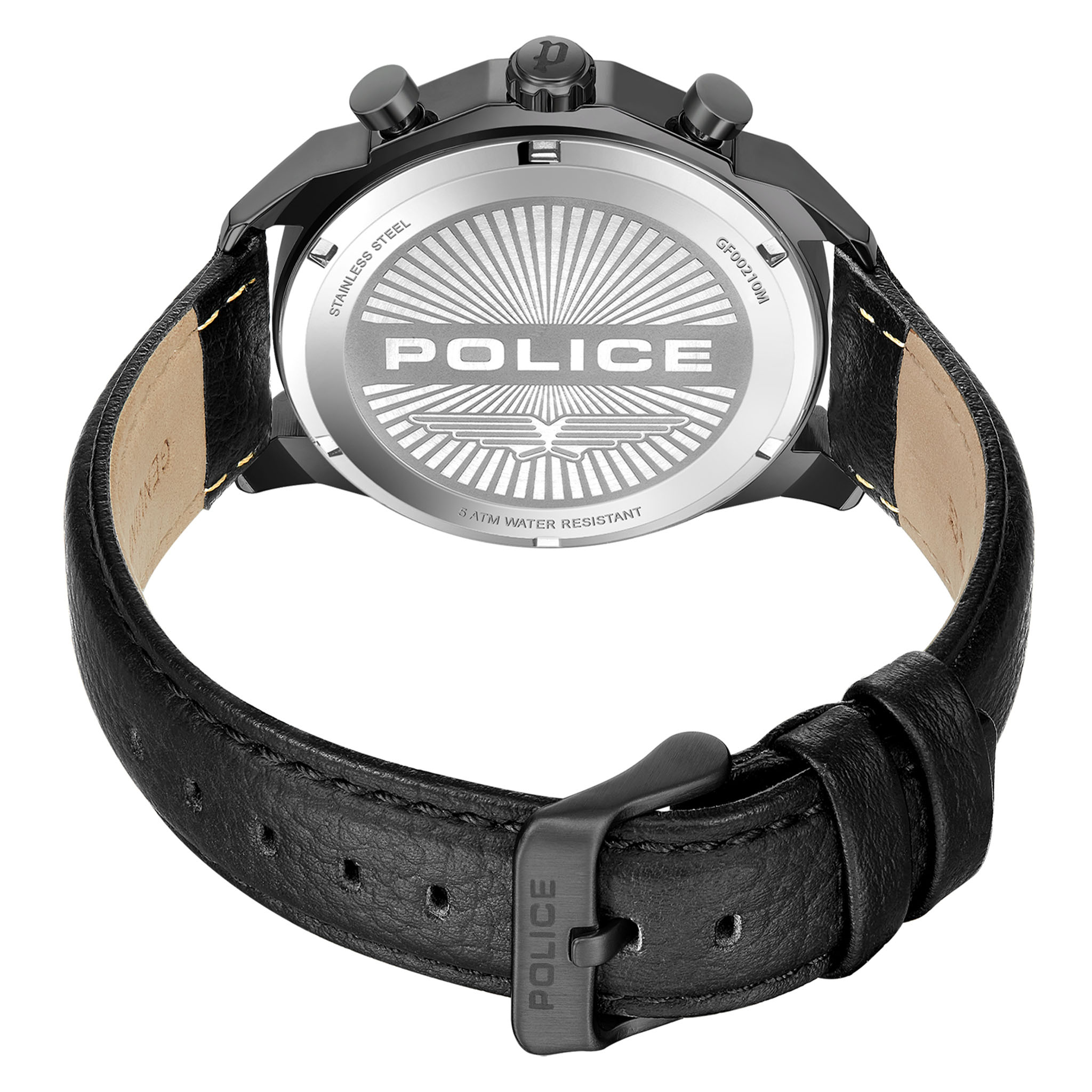 Police Leather Black Dial Multi-function Men's Watch - PEWGF0021005M