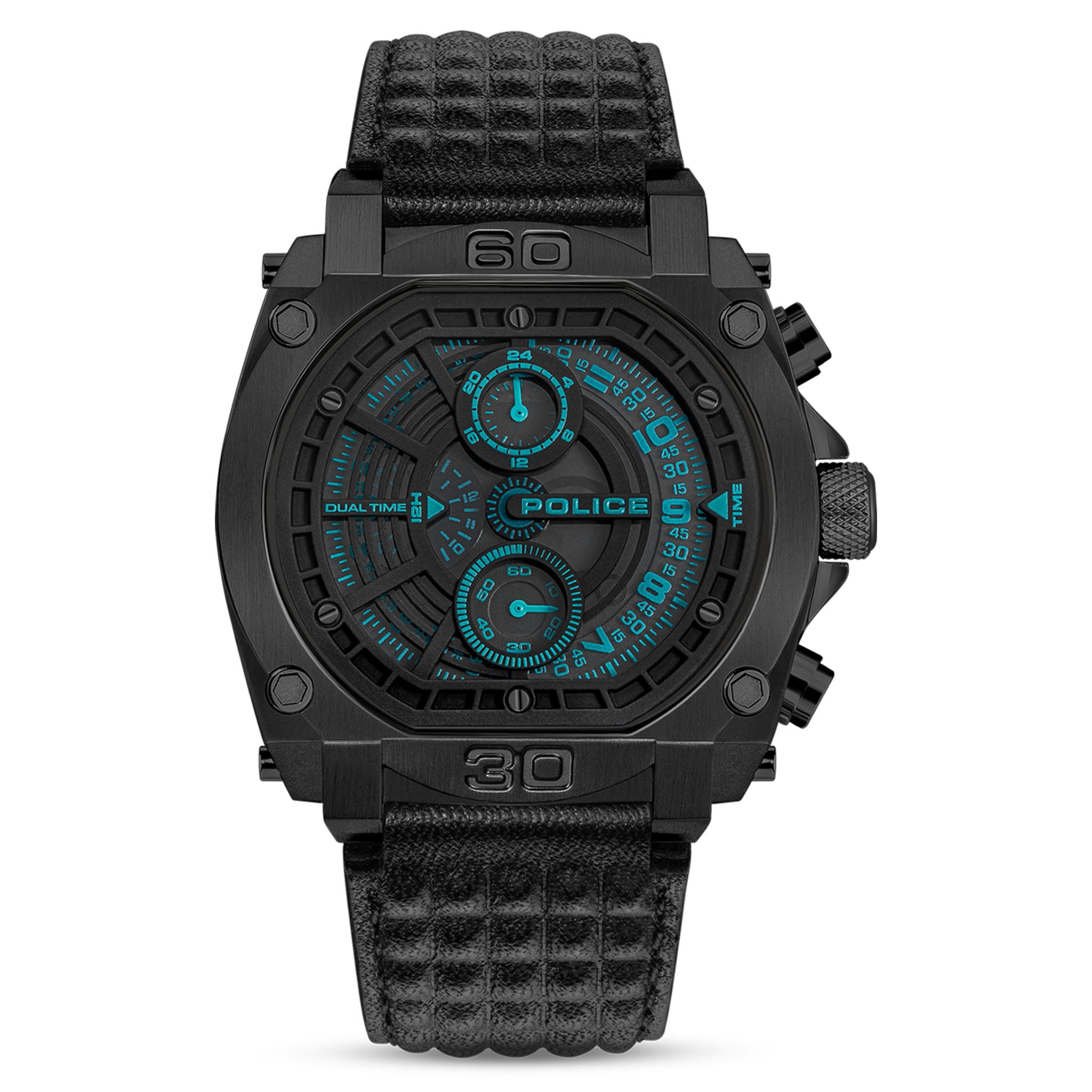 Police Leather Black Dial Men's Watch - PEWGF0040001