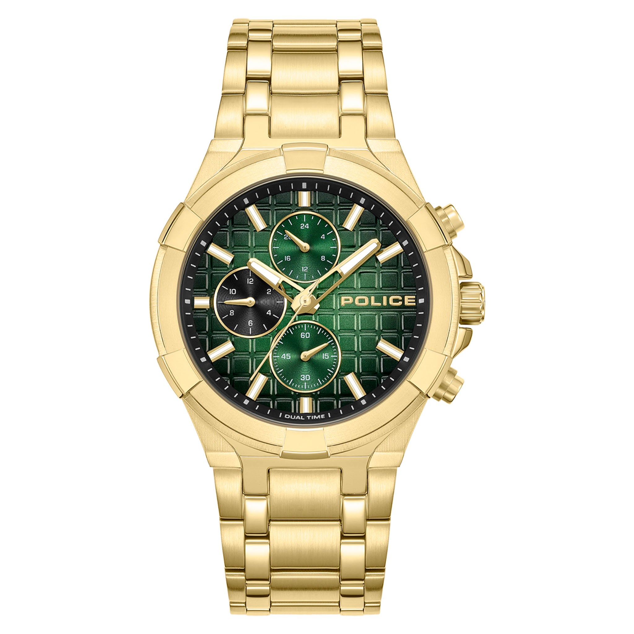 Police Gold Steel Green Gradient Dial Multi-function Men's Watch - PEWGK0082003