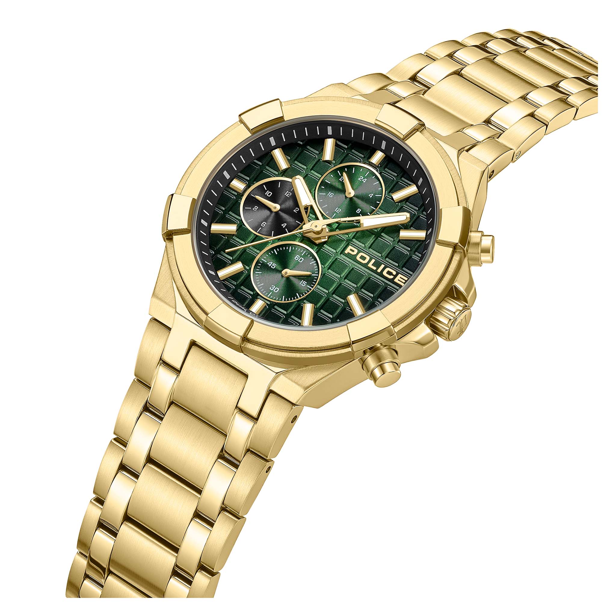 Police Gold Steel Green Gradient Dial Multi-function Men's Watch - PEWGK0082003