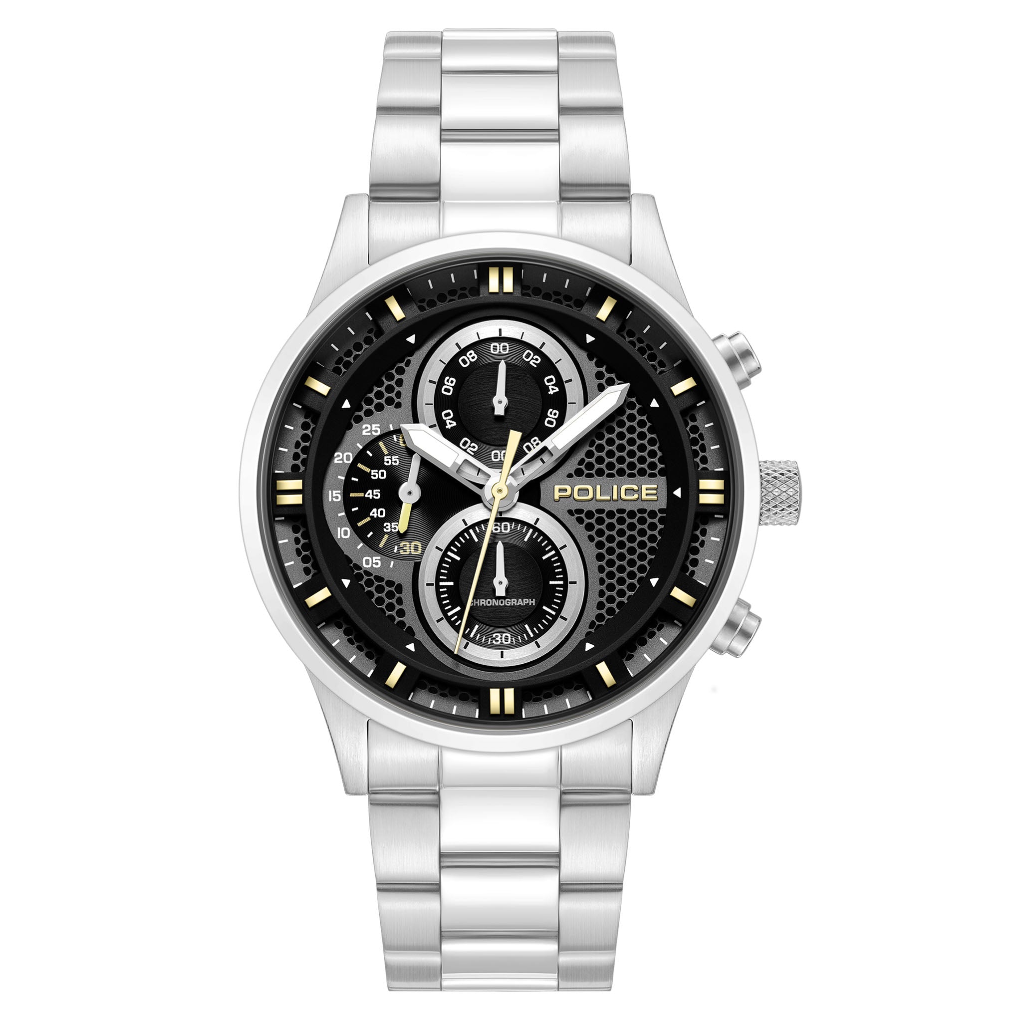 Police Silver Steel Black Dial Men's Watch - PEWGK0092501