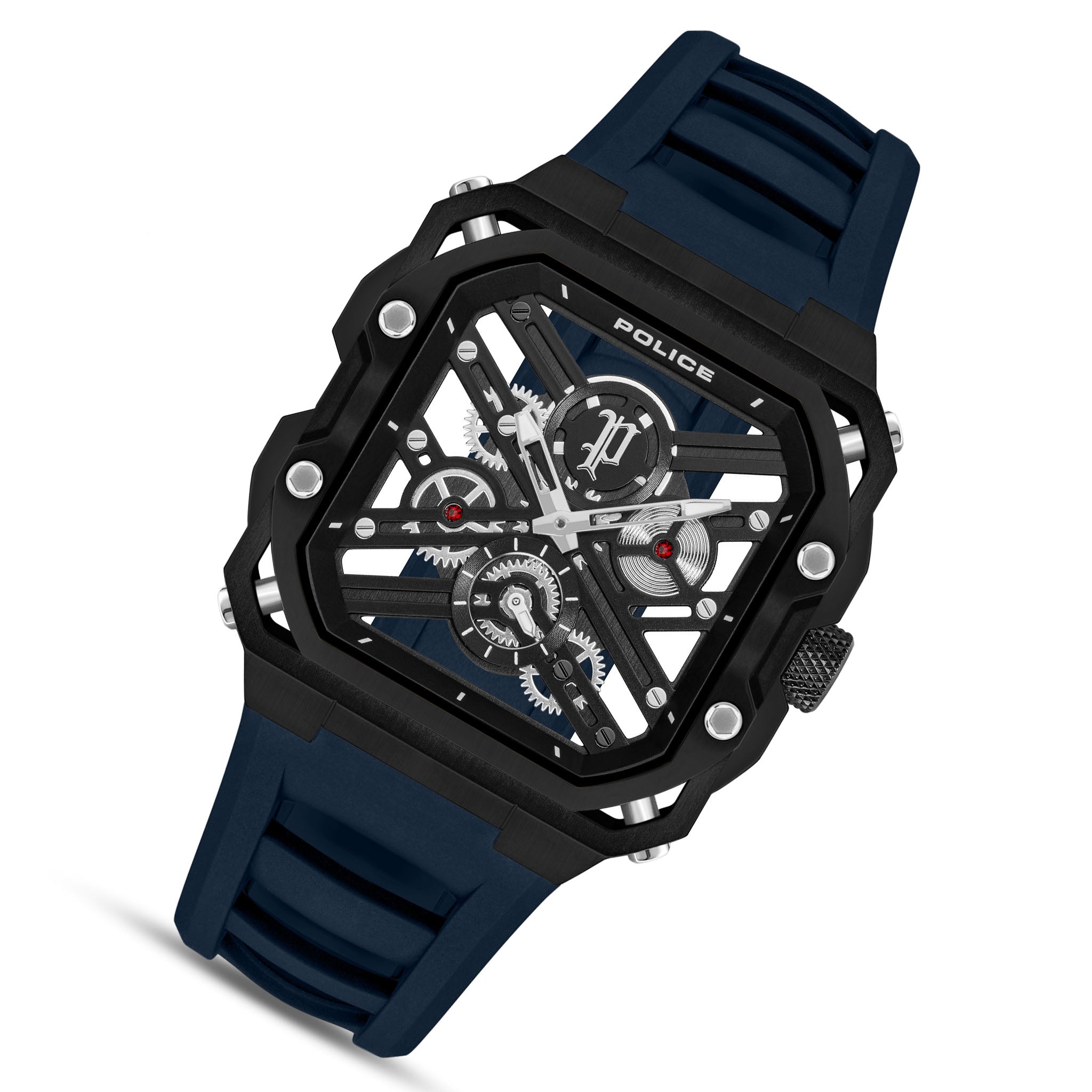 Police Blue Silicone Black Dial Men's Watch - PEWGM0072001