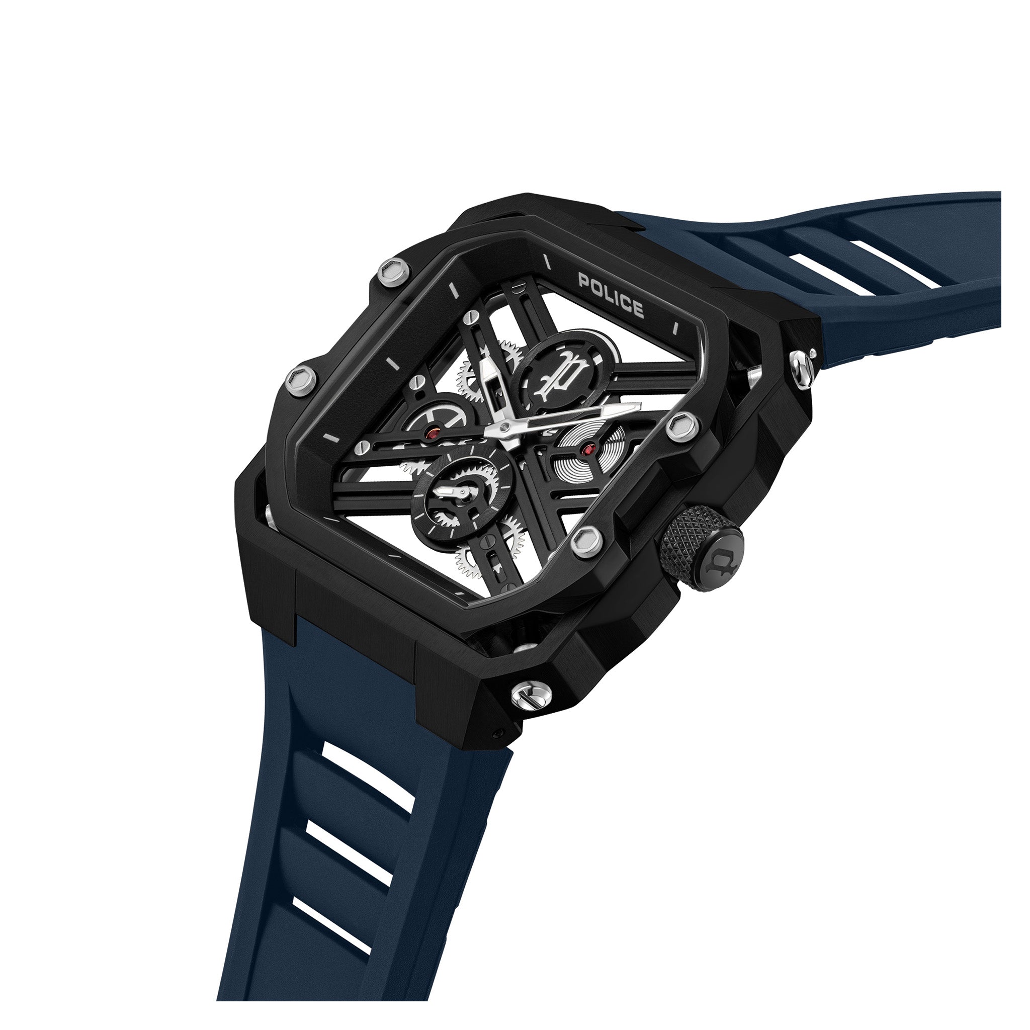 Police Blue Silicone Black Dial Men's Watch - PEWGM0072001