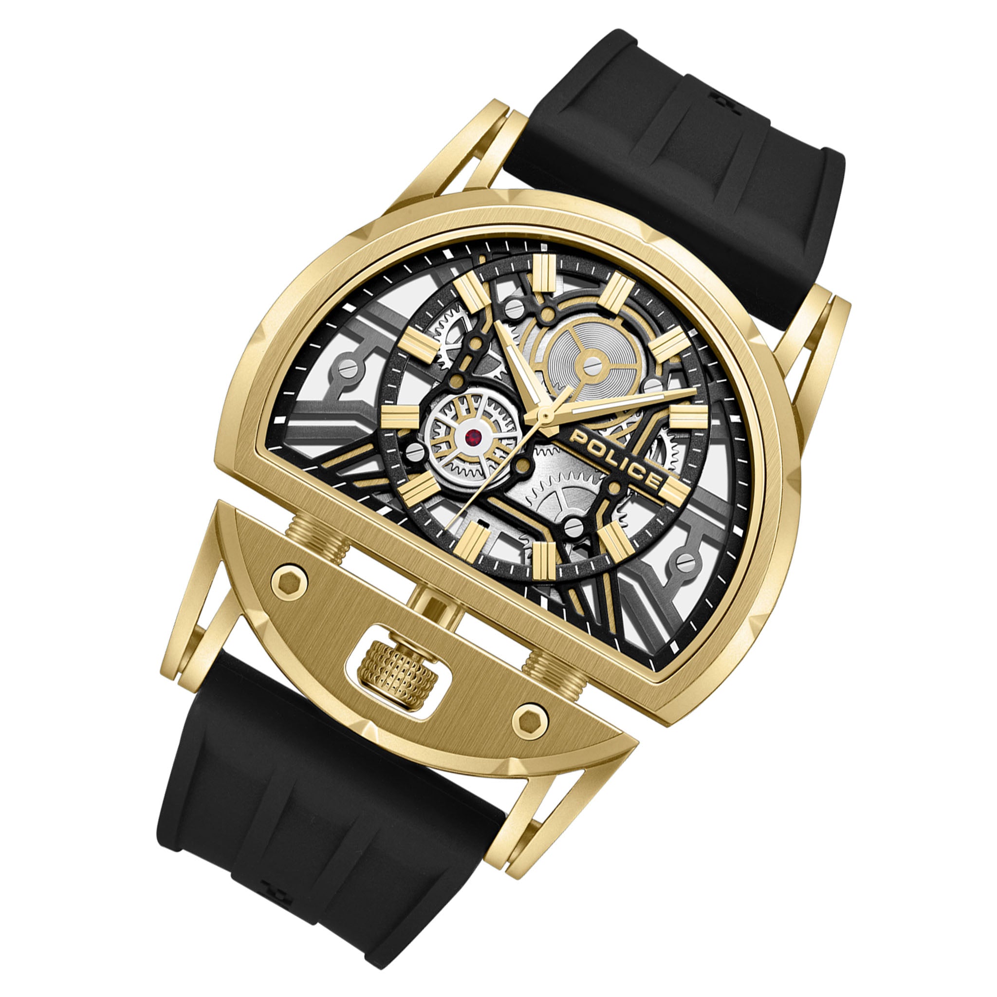 Police Silicone Gold Dial Men's Watch - PEWGM0081508