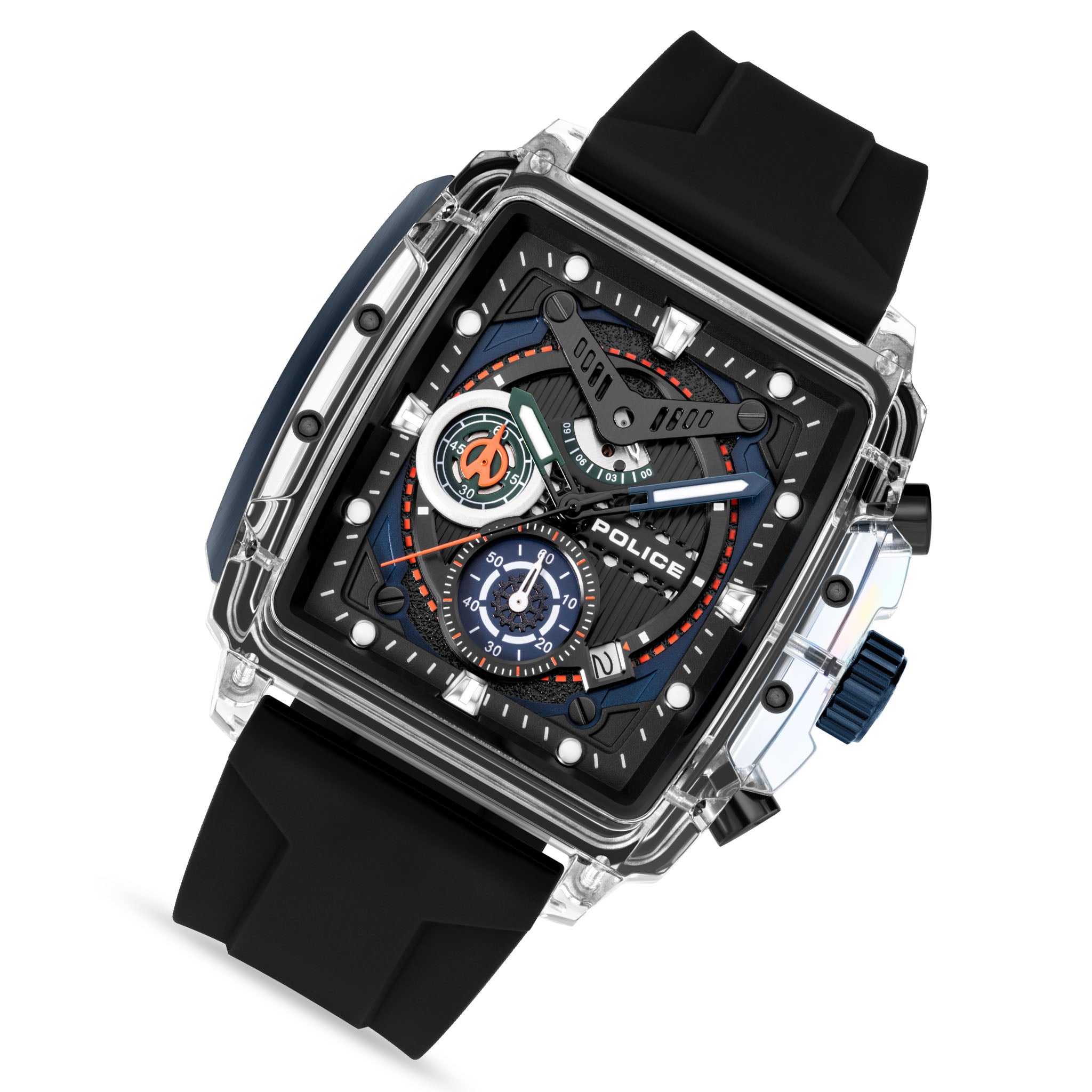 Police Silicone Black Dial Chronograph Men's Watch - PEWGO0052401