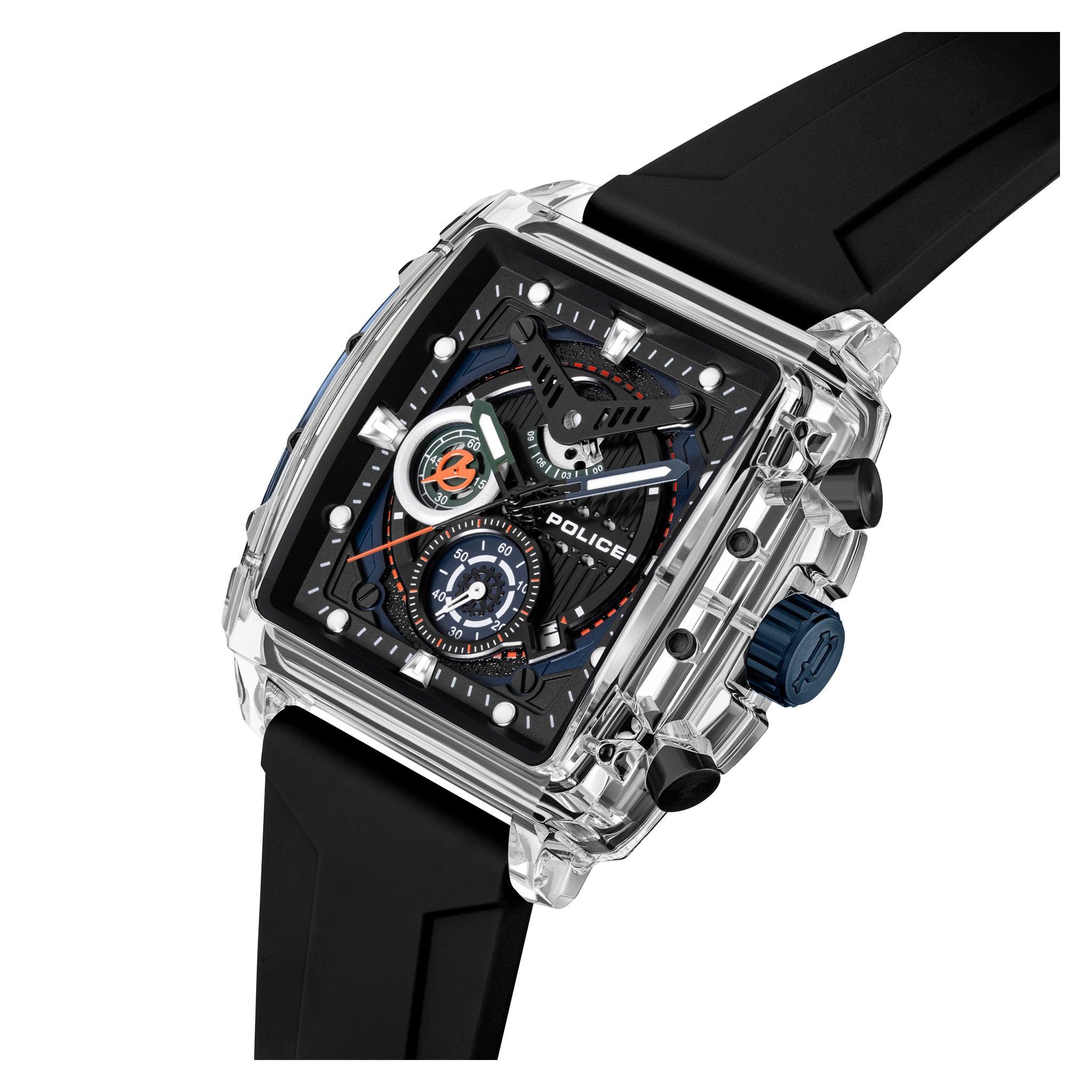 Police Silicone Black Dial Chronograph Men's Watch - PEWGO0052401