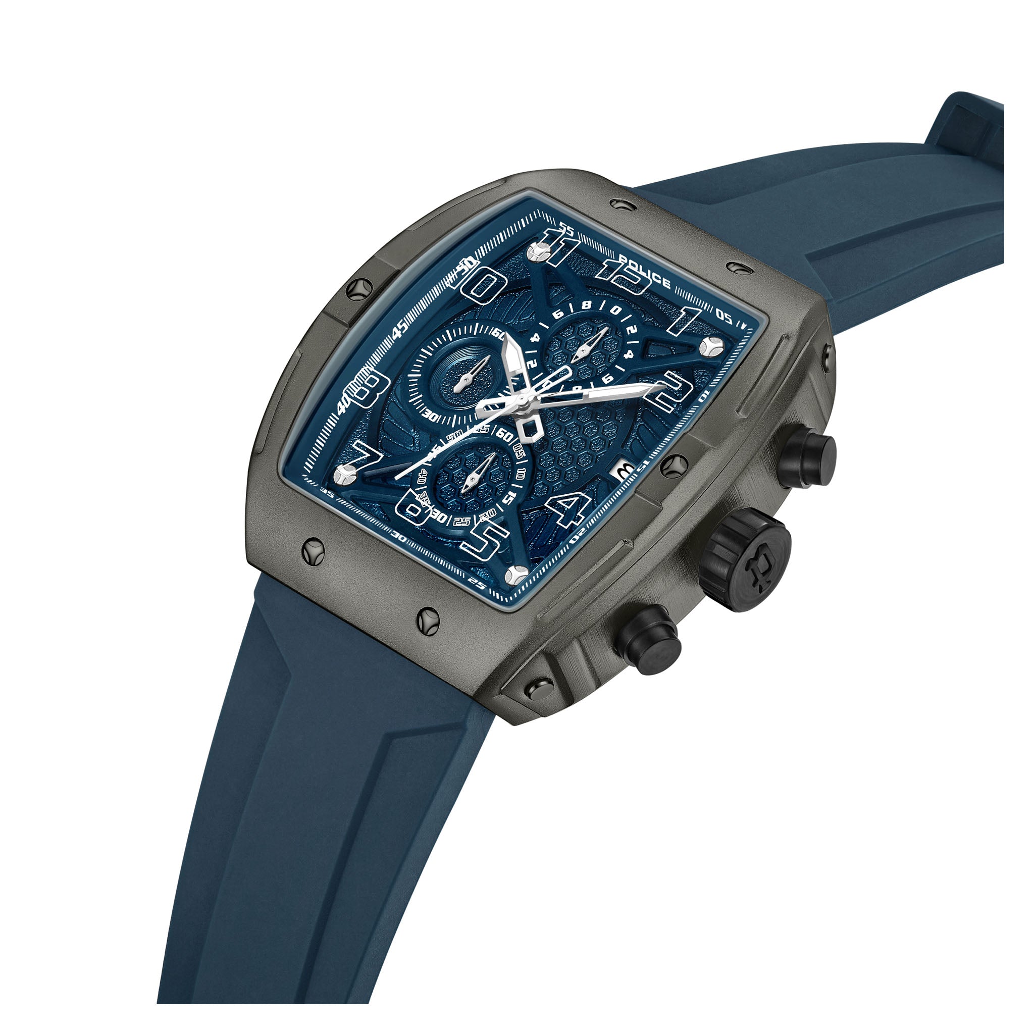 Police Silicone Blue Dial Chronograph Men's Watch - PEWGO0063102
