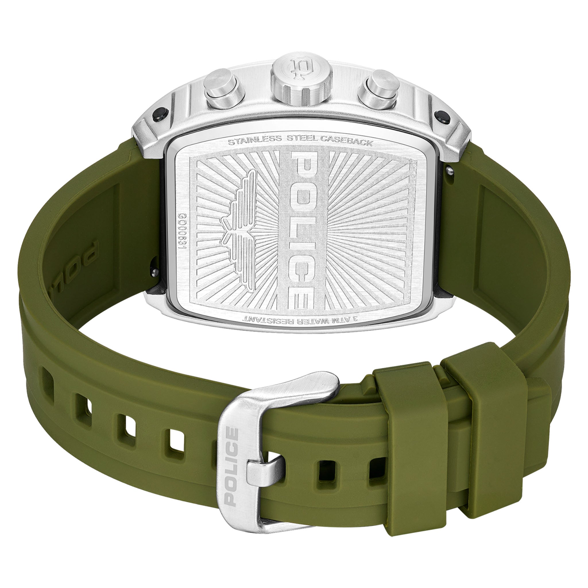 Police Green Silicone Black Dial Chronograph Men's Watch - PEWGO0063104