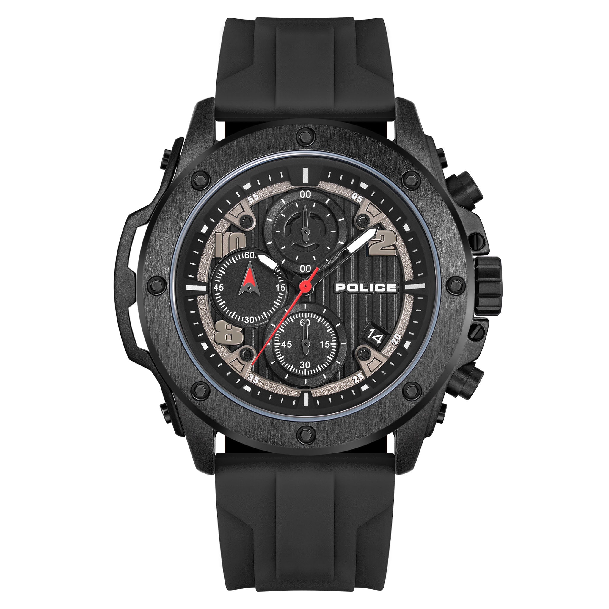 Police Silicone Black & Gun Dial Men's Watch - PEWGO00777X1