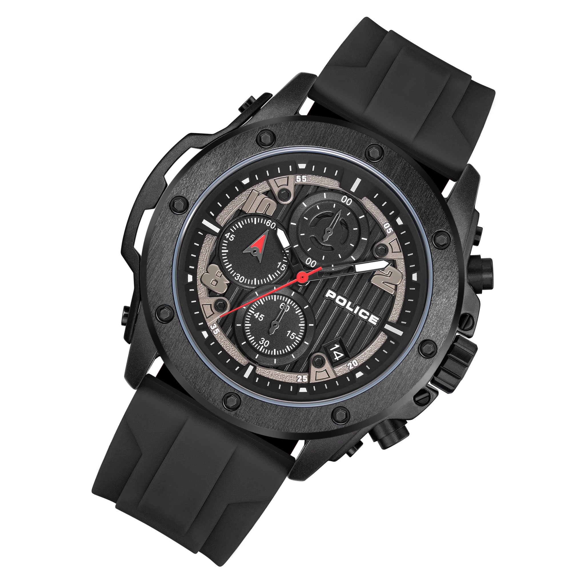 Police Silicone Black & Gun Dial Men's Watch - PEWGO00777X1