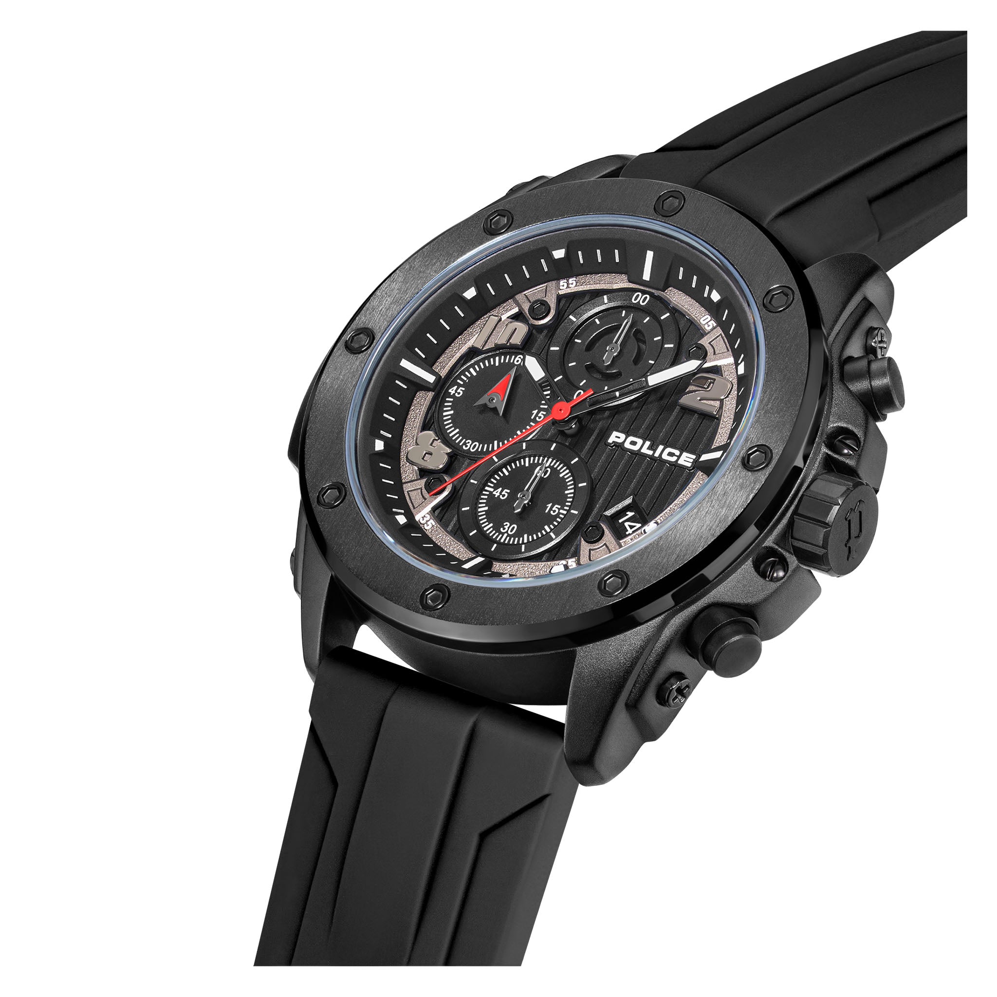 Police Silicone Black & Gun Dial Men's Watch - PEWGO00777X1