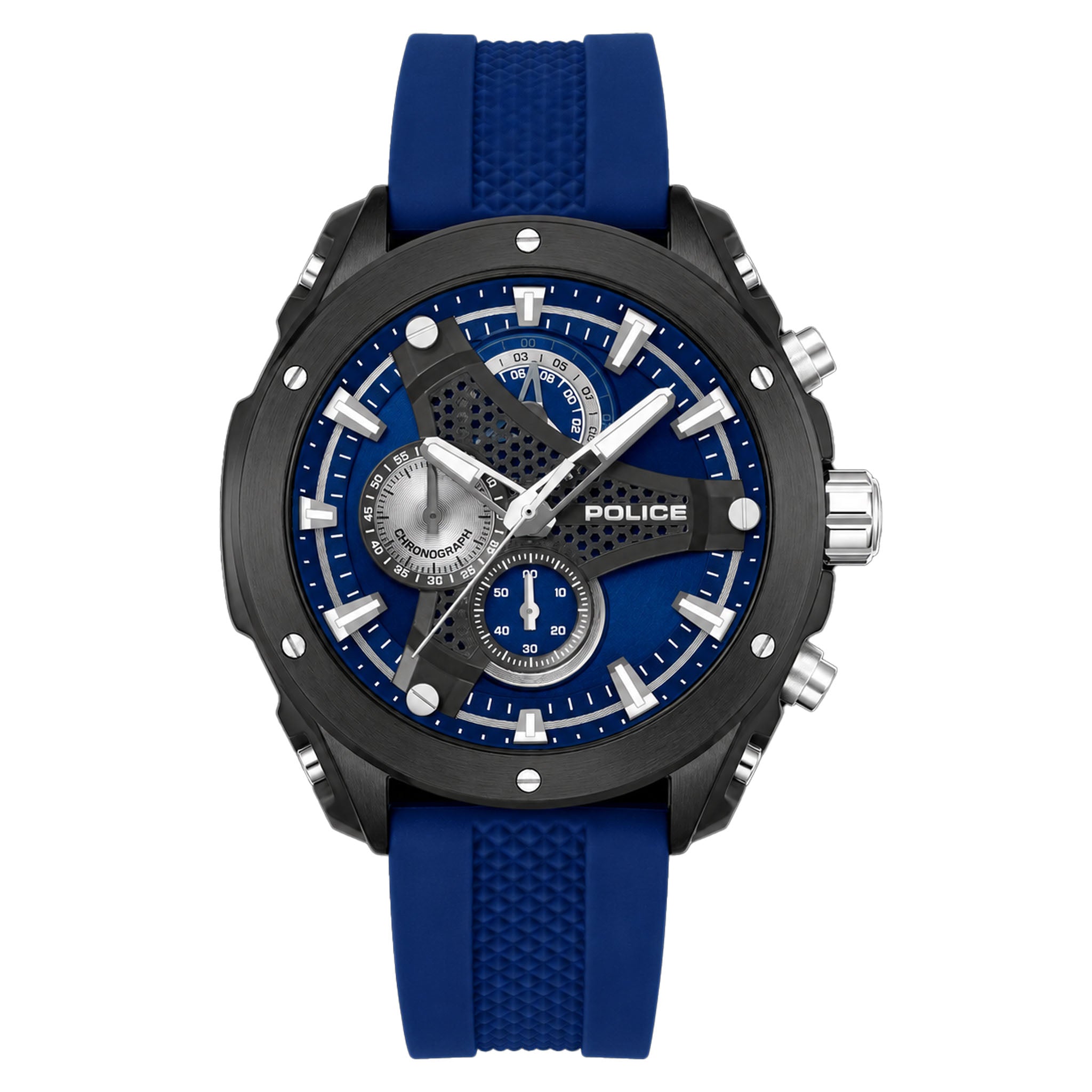 Police Blue Silicone Men's Watch - PEWGO0093002