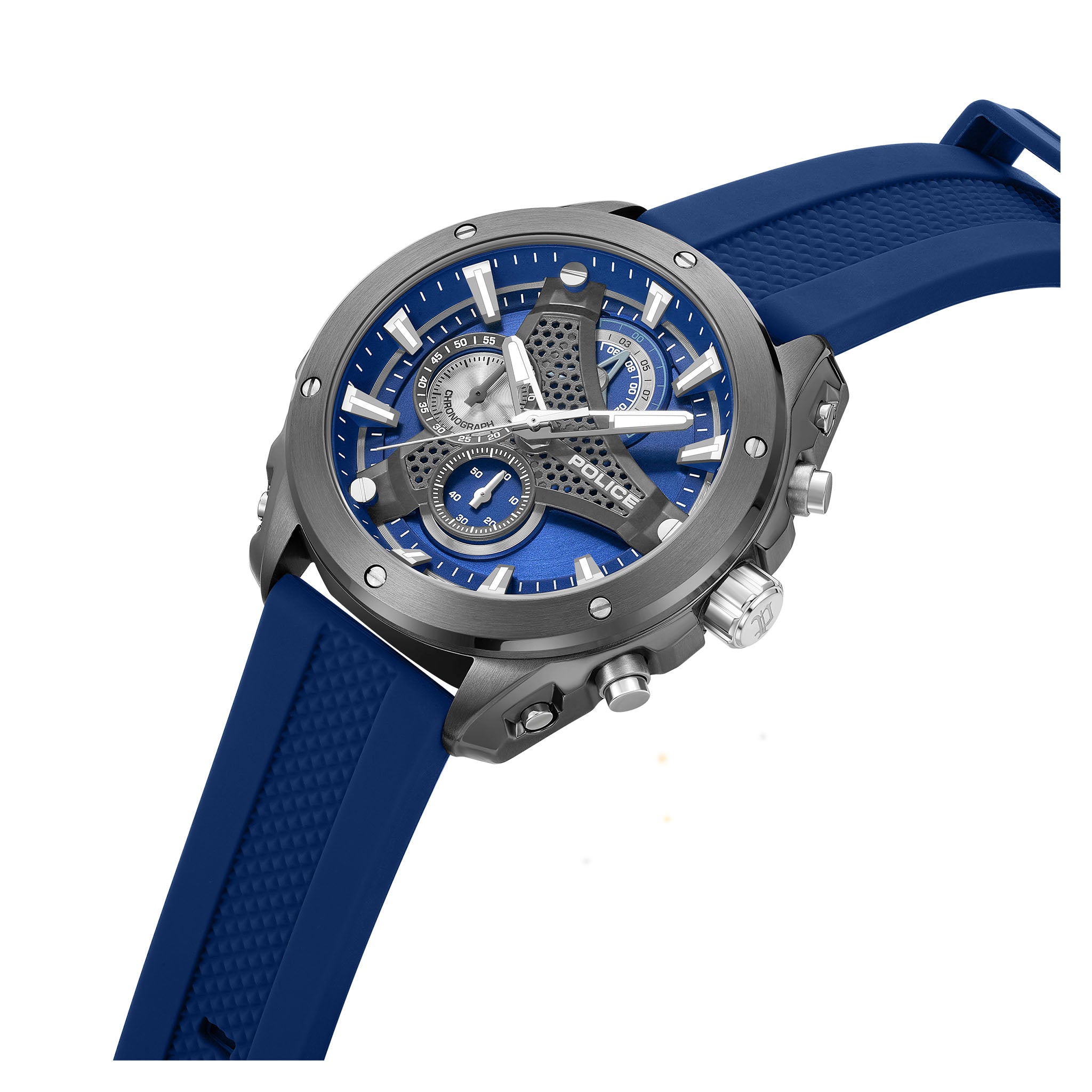 Police Blue Silicone Chronograph Men's Watch - PEWGO0093002