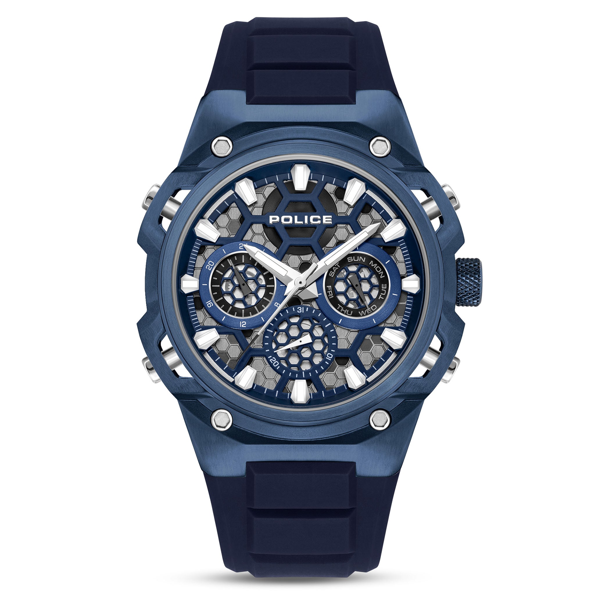 Police Silicone Blue Dial Multi-function Men's Watch - PEWGQ0071903