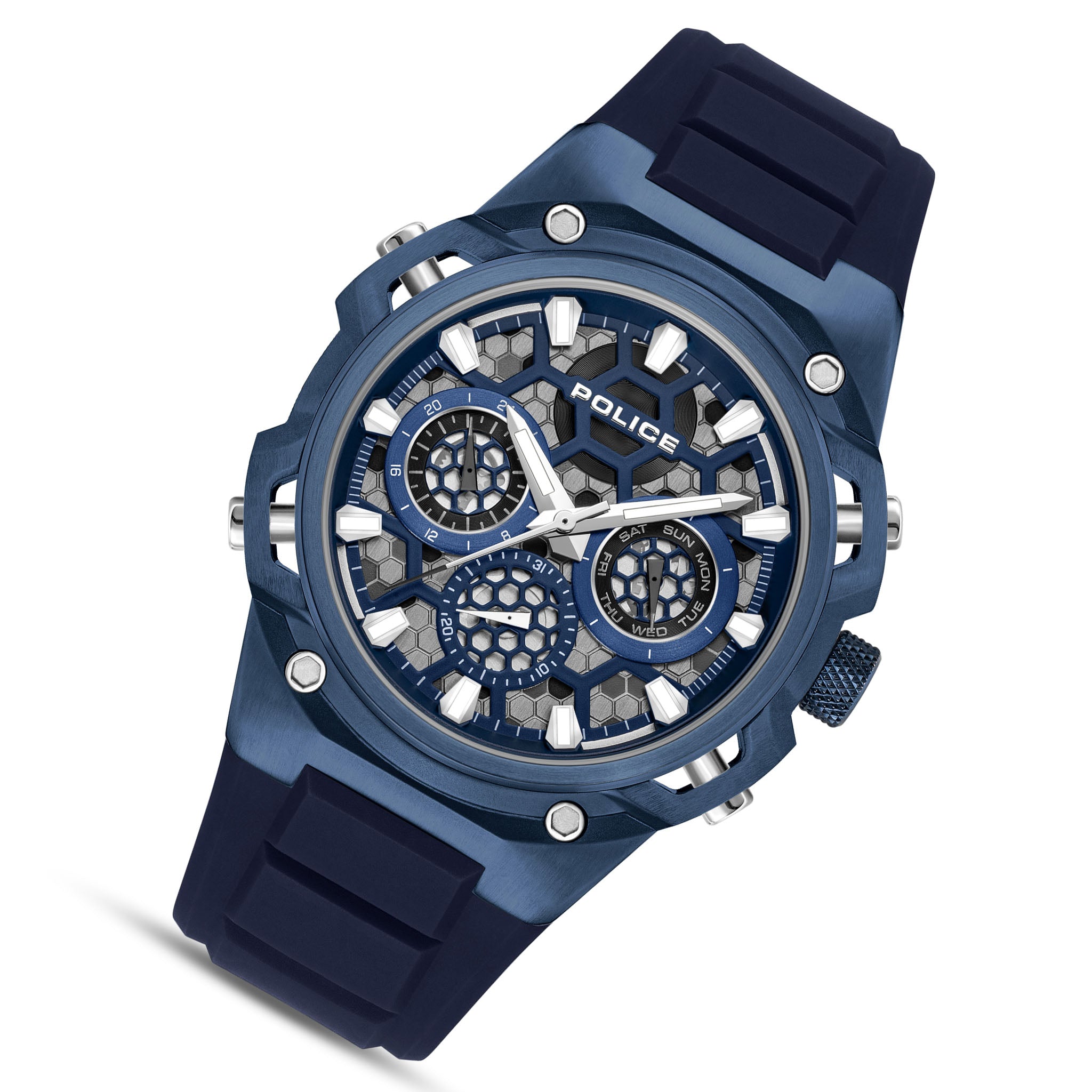 Police Silicone Blue Dial Multi-function Men's Watch - PEWGQ0071903