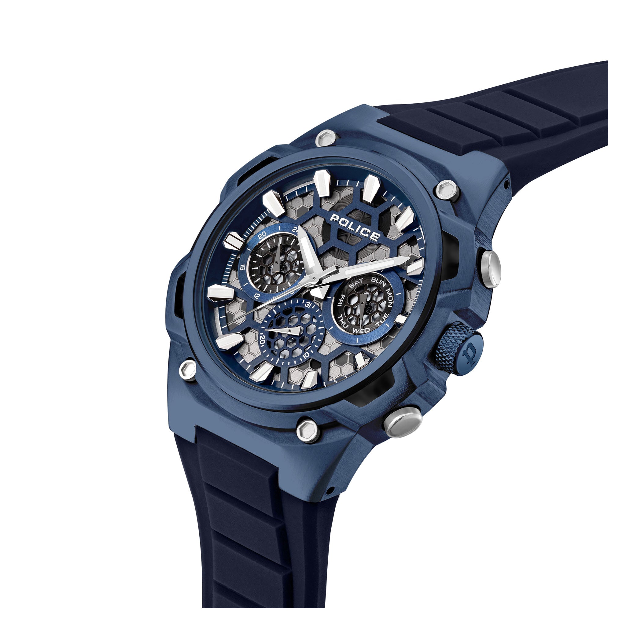 Police Silicone Blue Dial Multi-function Men's Watch - PEWGQ0071903
