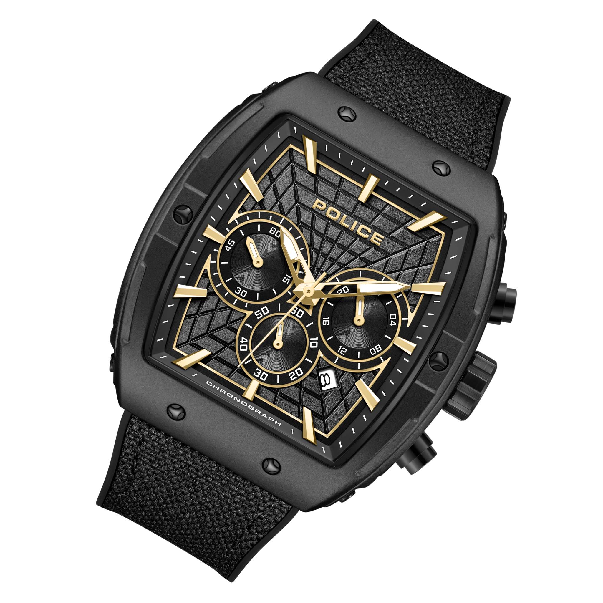 Police Nylon & Silicone Black Dial Chronograph Men's Watch - PEWGQ0093402