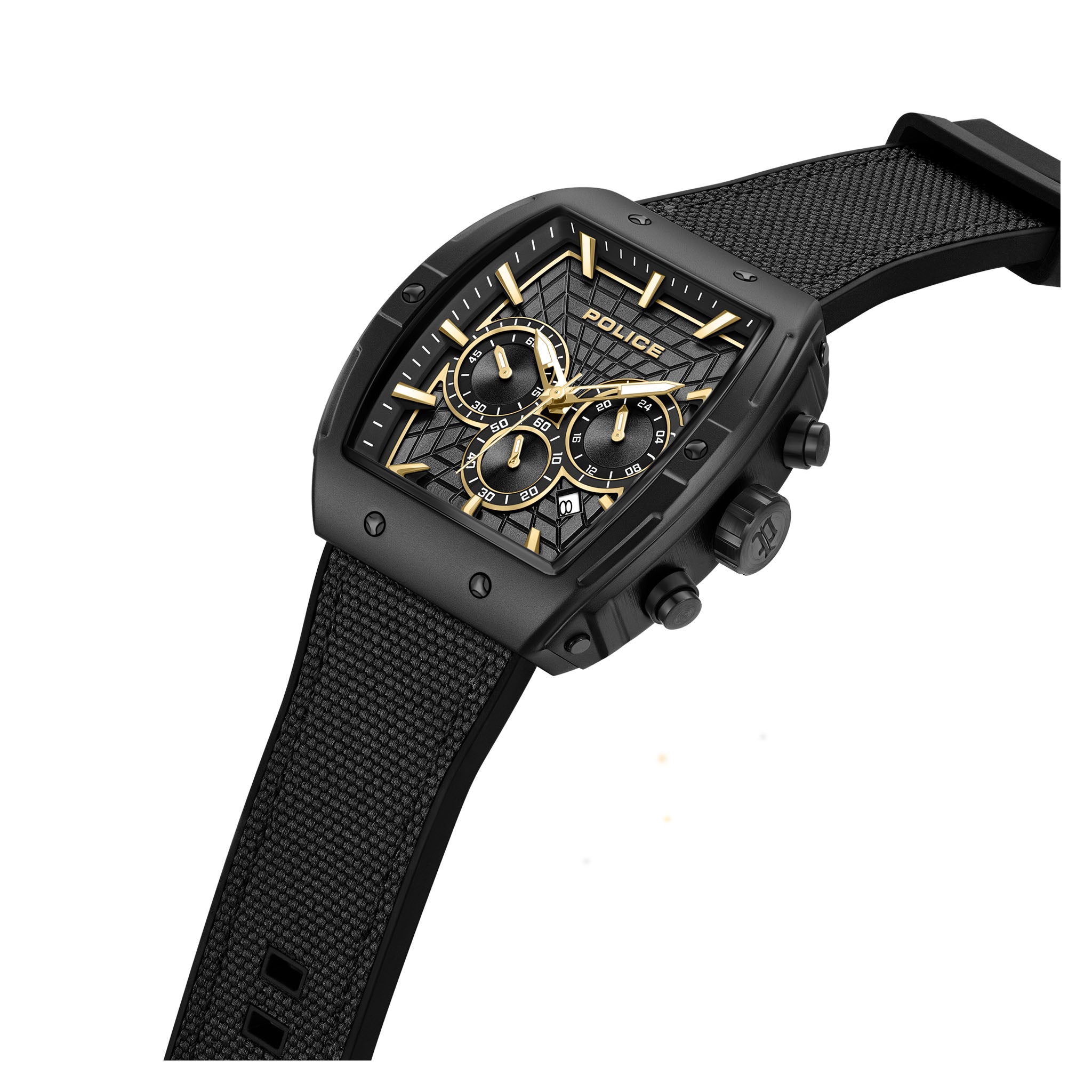 Police Nylon & Silicone Black Dial Chronograph Men's Watch - PEWGQ0093402