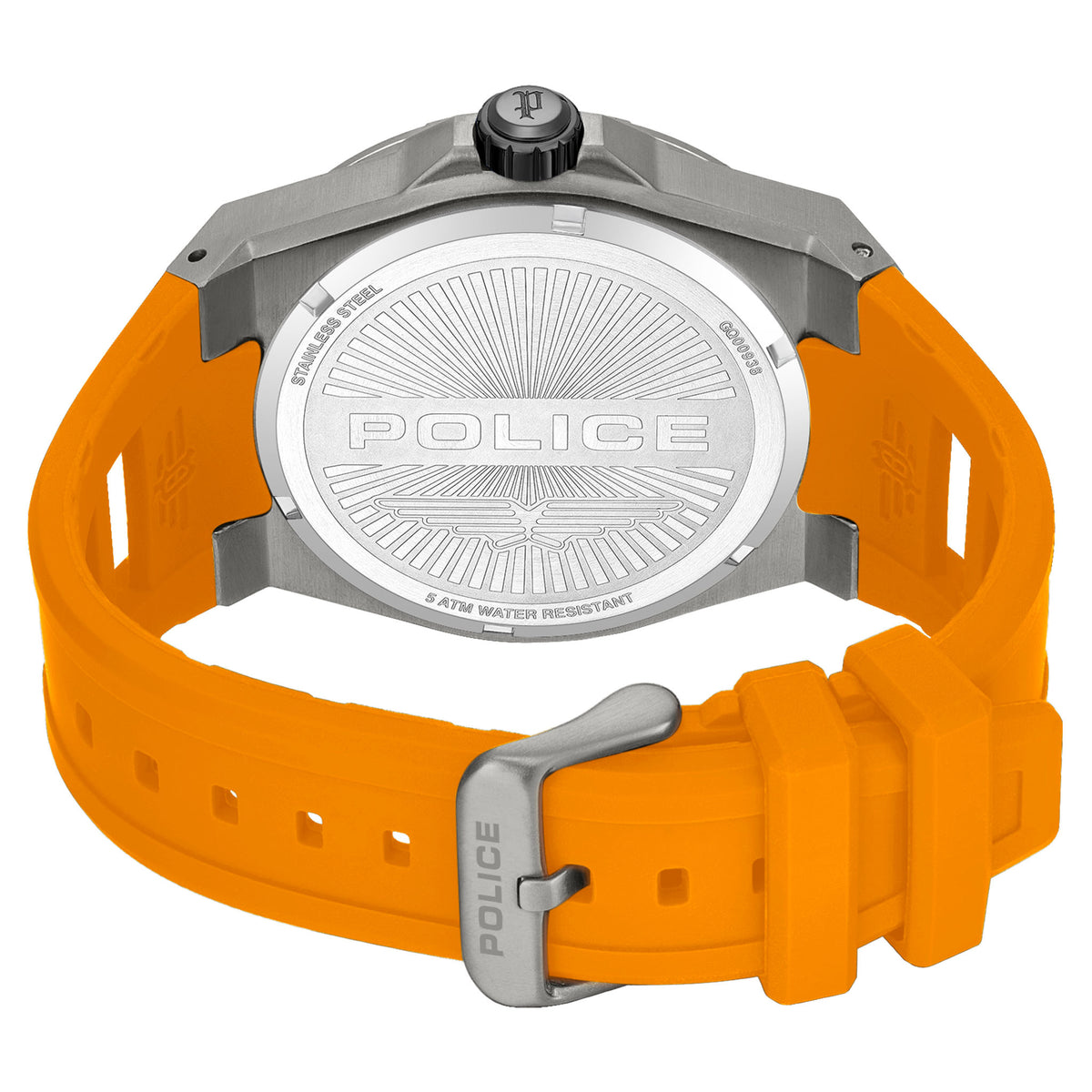Police Orange Silicone Black Dial Multi-function Men's Watch - PEWGQ0093802