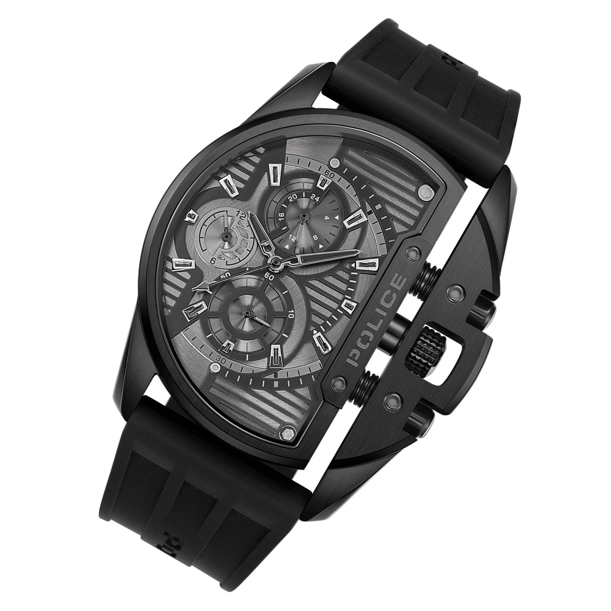 Police Silicone Black Dial Chronograph Men's Watch - PEWGQ2203605M