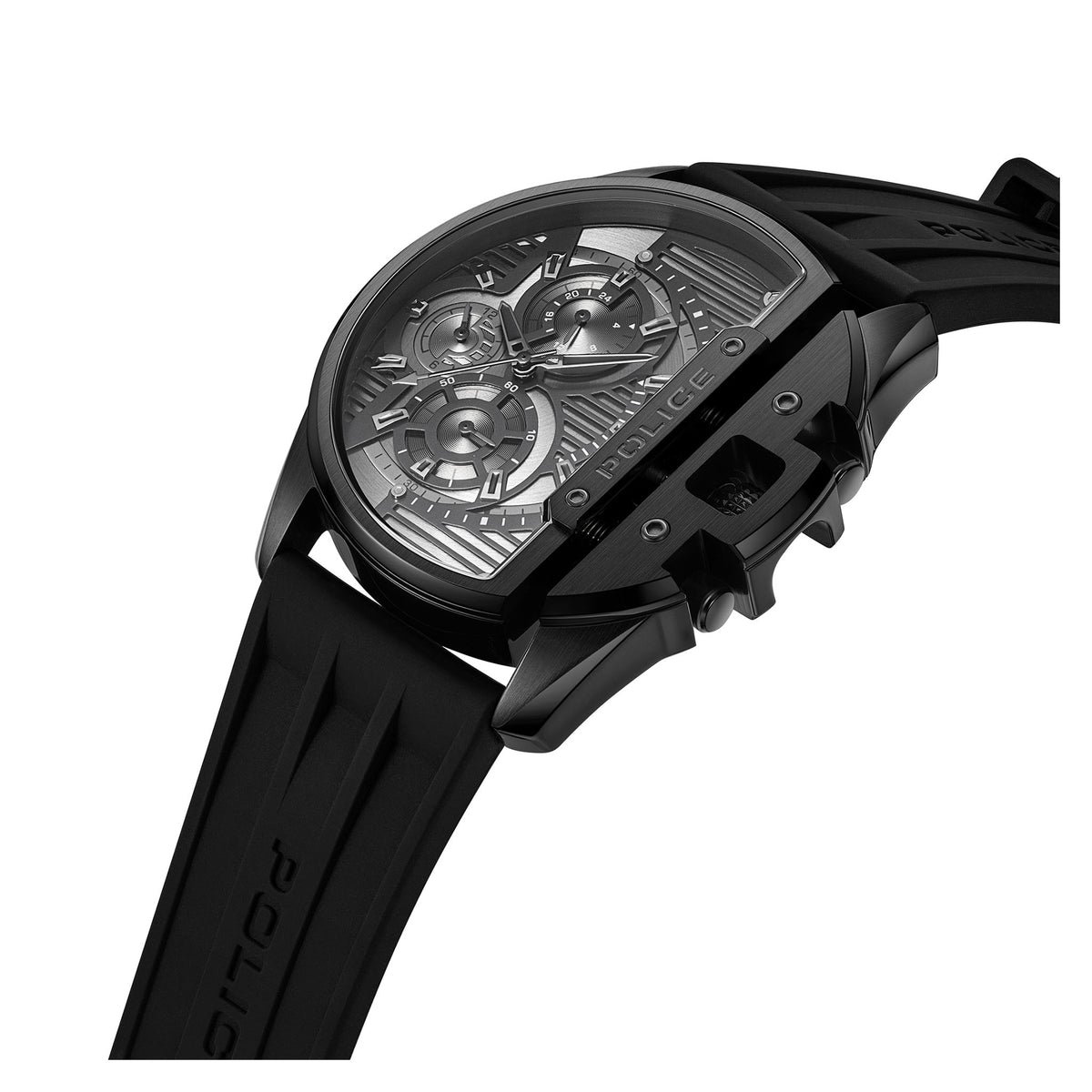 Police Silicone Black Dial Chronograph Men's Watch - PEWGQ2203605M