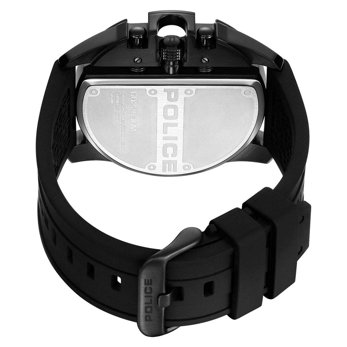 Police Silicone Black Dial Chronograph Men's Watch - PEWGQ2203605M