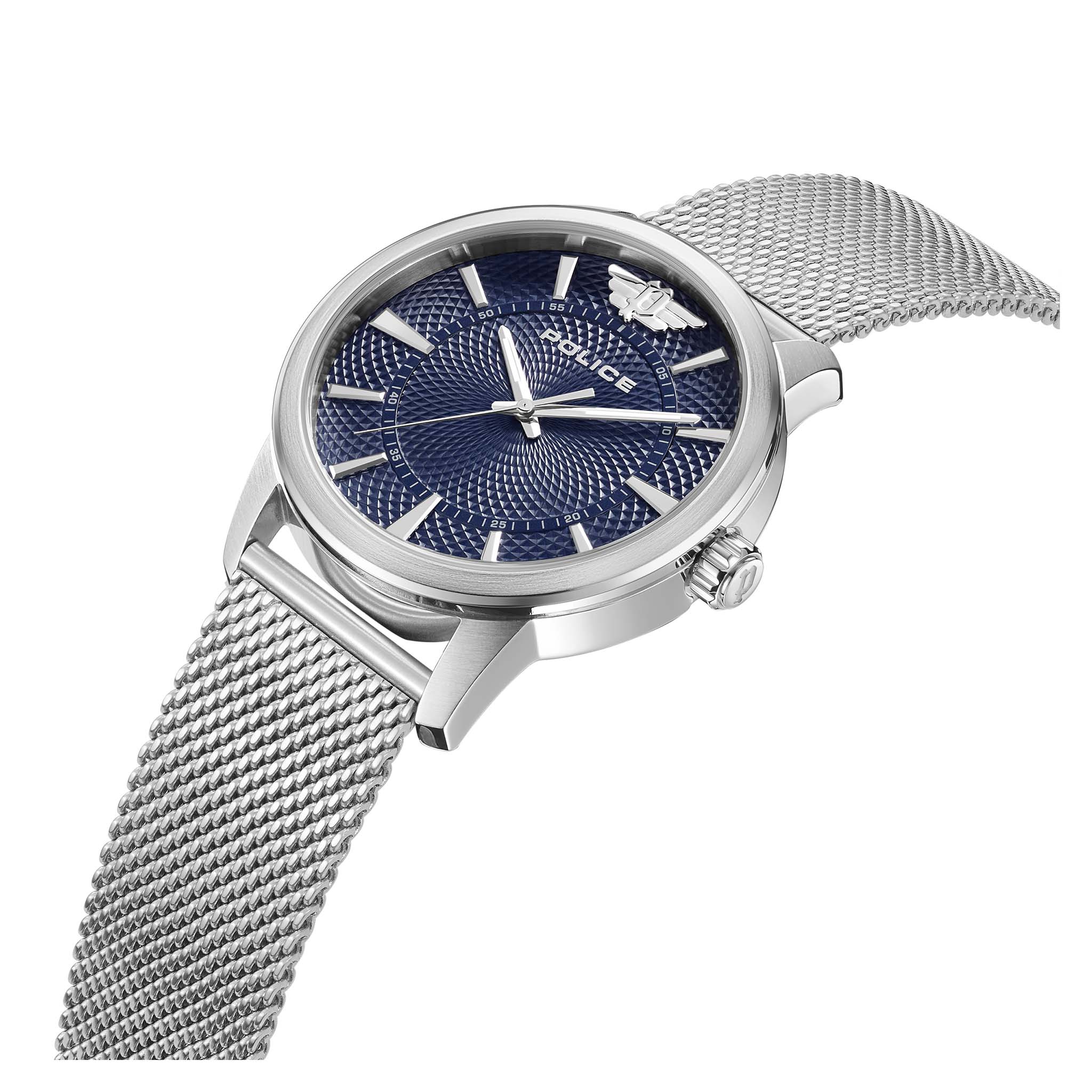Police Silver Steel Mesh Blue Dial Men's Watch - PEWJG0005004