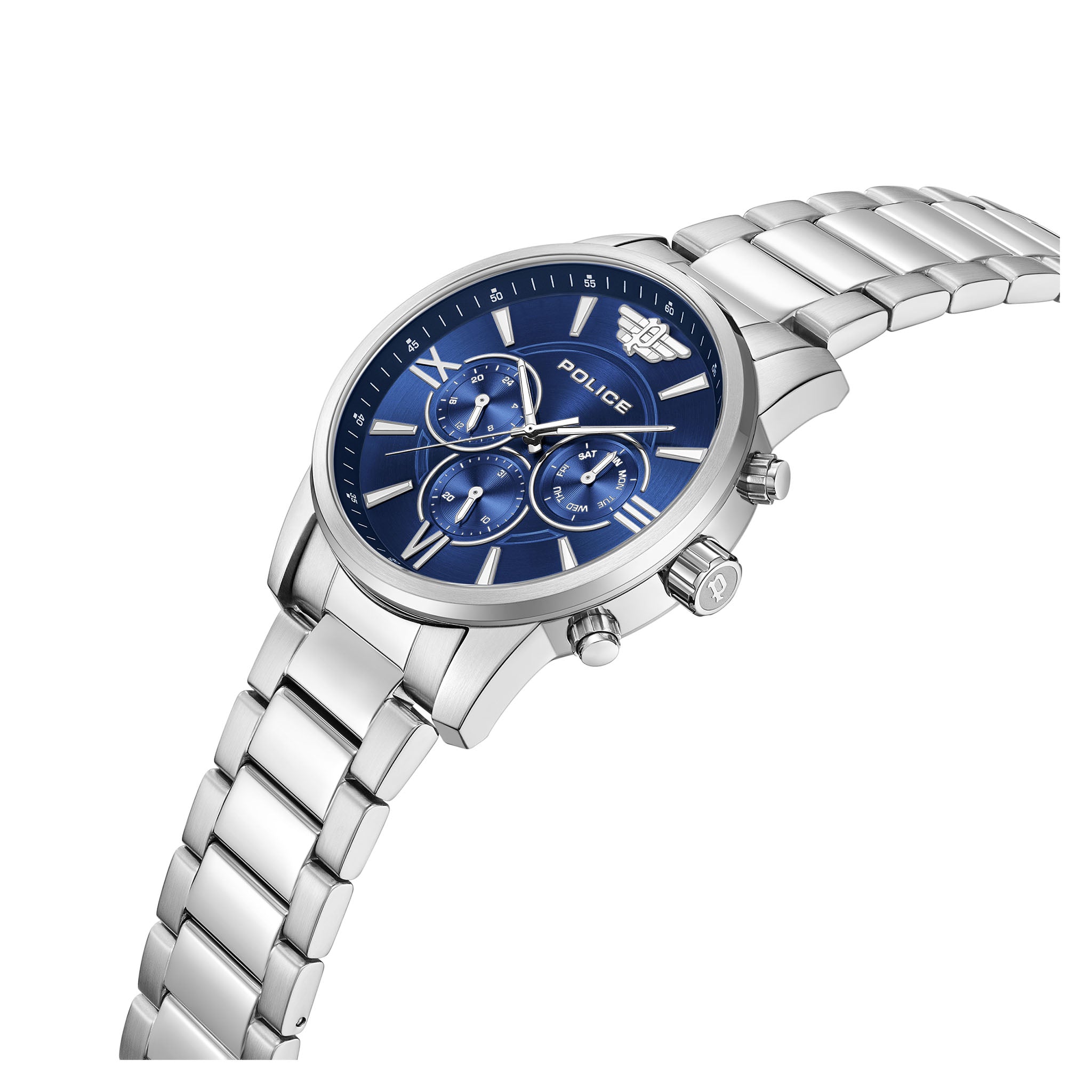 Police Silver Steel Blue Dial Multi-function Men's Watch - PEWJK0004404
